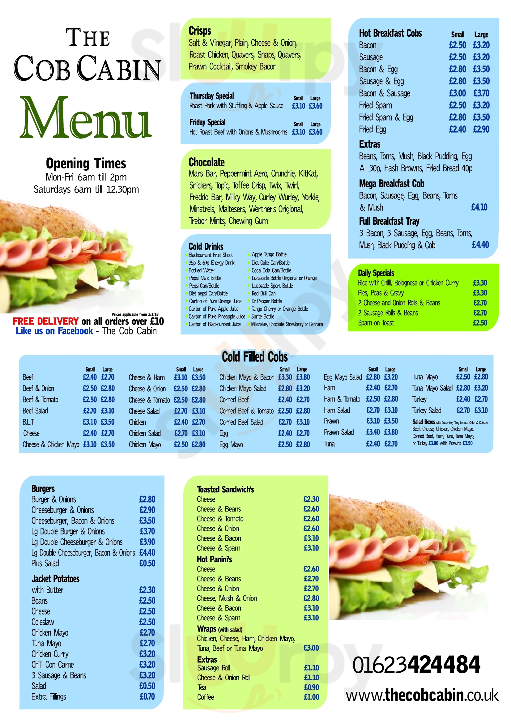 The Cob Cabin Mansfield Menu - 1