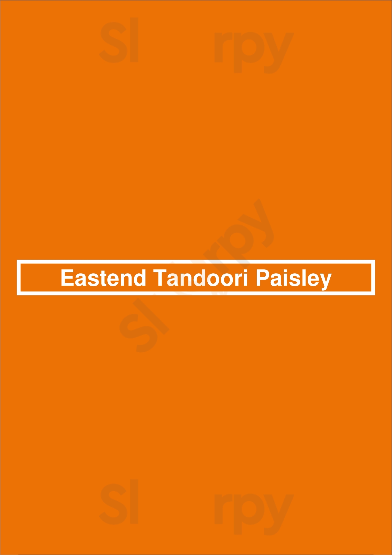 Eastend Tandoori Paisley Paisley Menu - 1