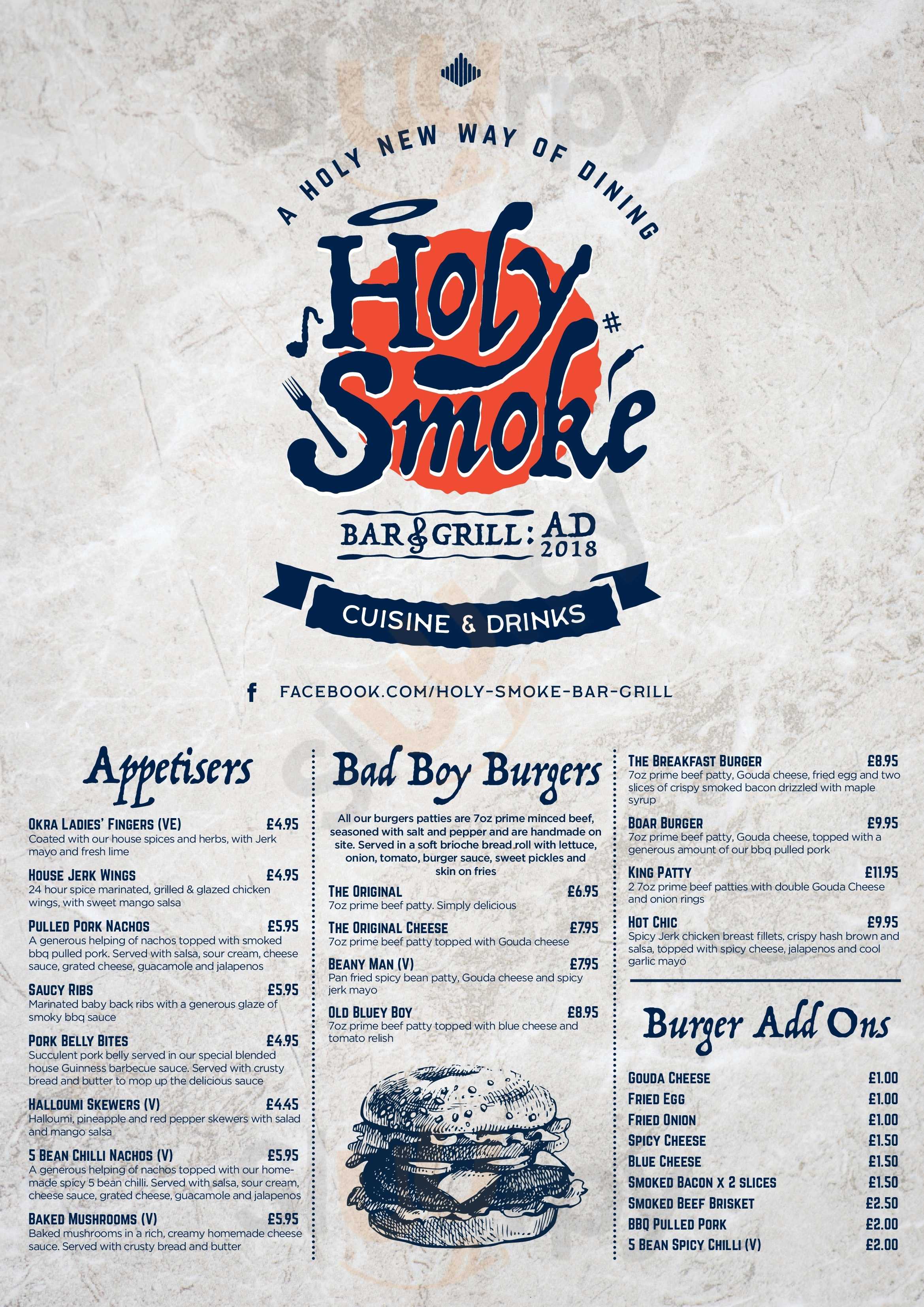 Holy Smoke Bar & Grill Cannock Menu - 1