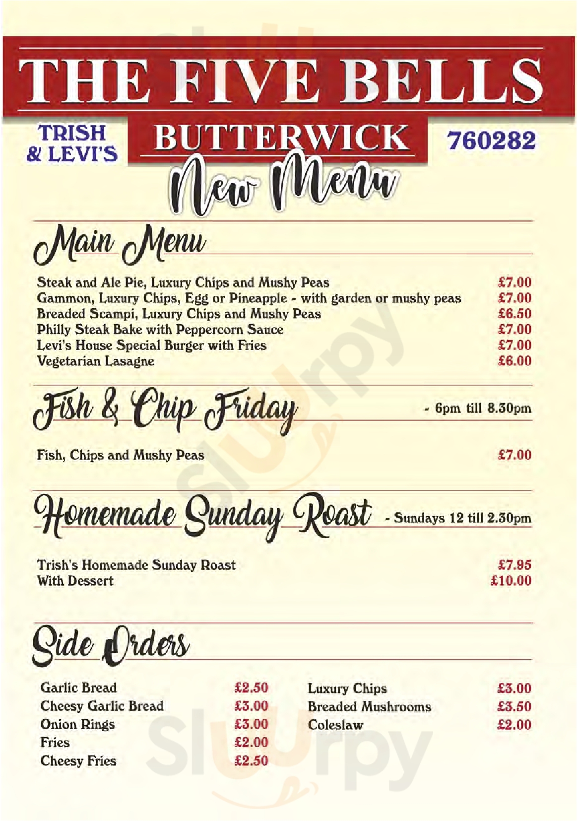 Five Bells Butterwick Boston Menu - 1