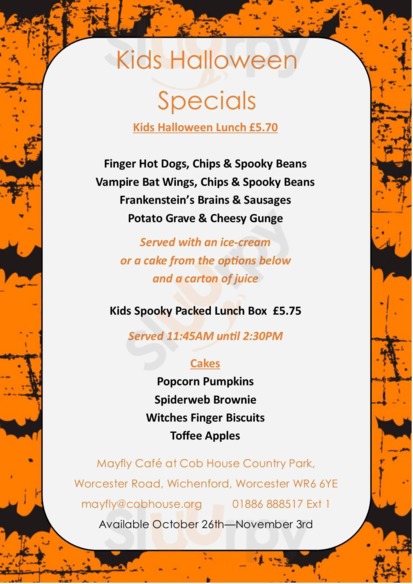 Mayfly Cafe At The Cob House Country Park, Martley - Menu, prices ...