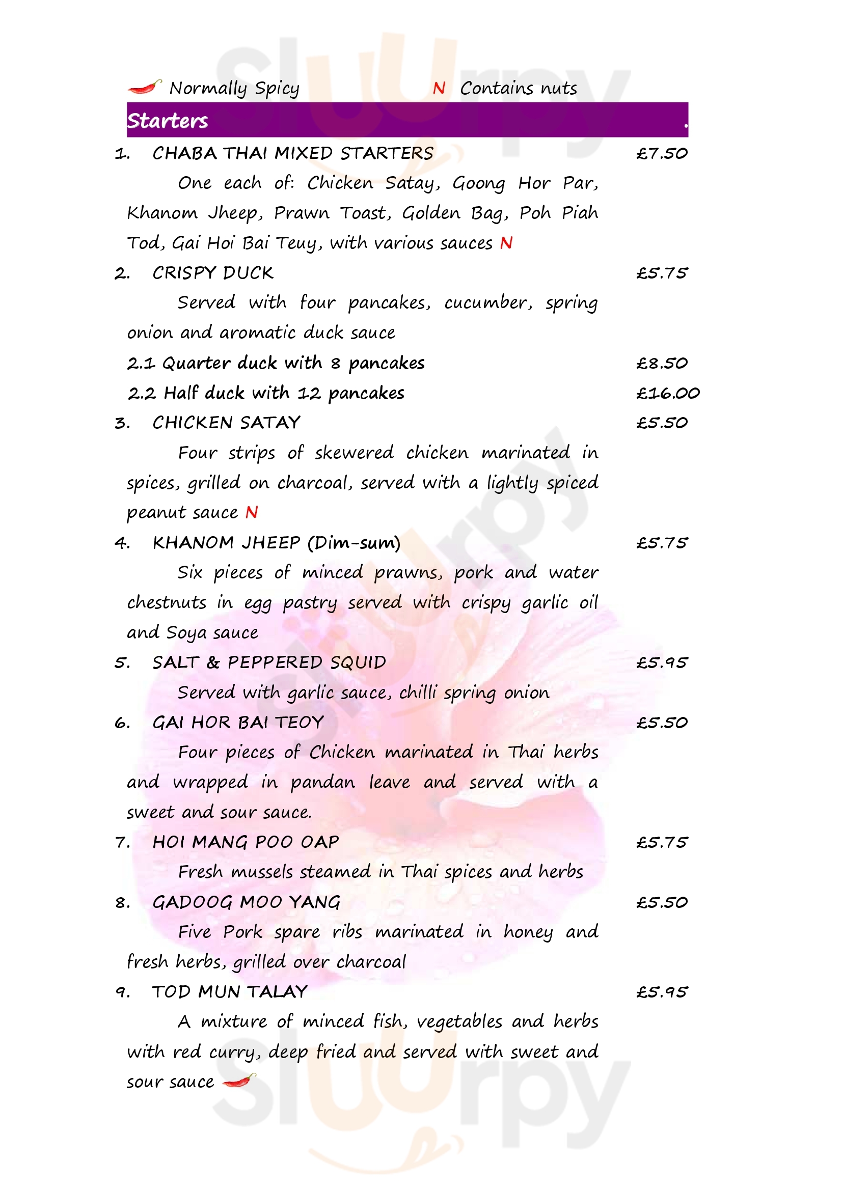 Chaba Thai Abingdon Menu - 1