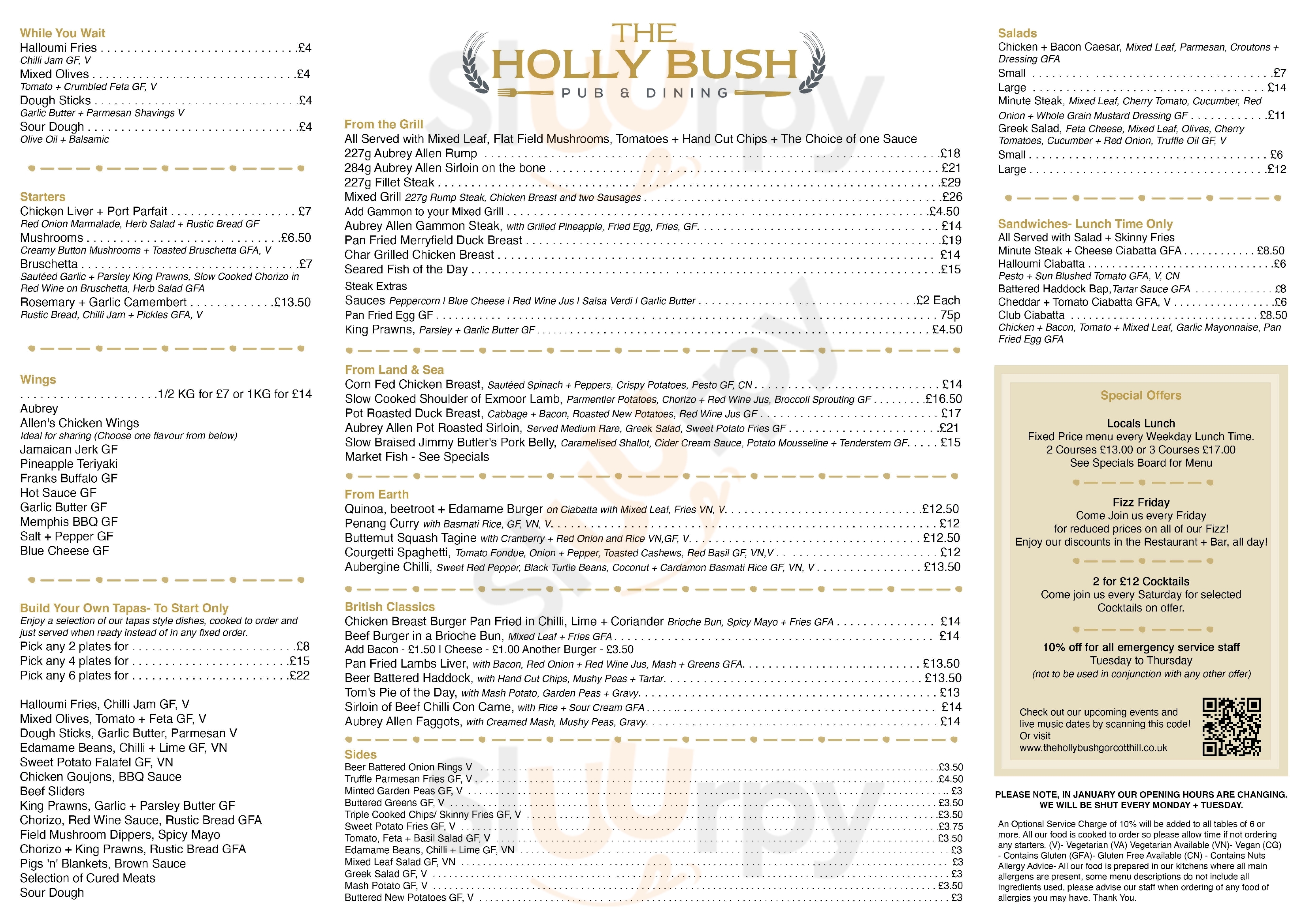 The Holly Bush Redditch Menu - 1