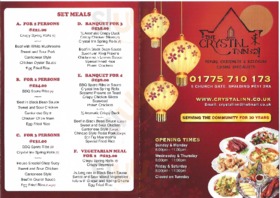 The Crystal Inn menu
