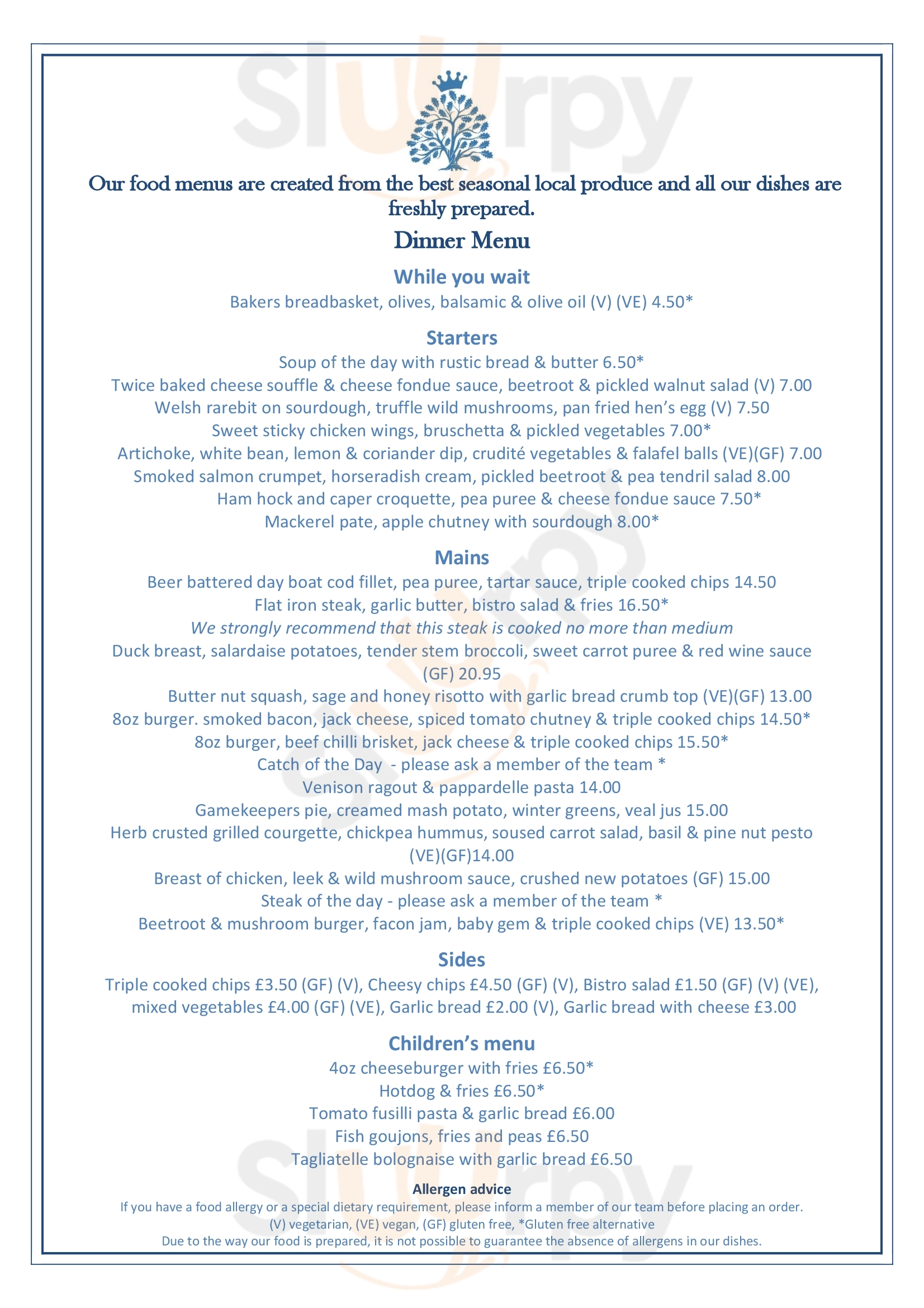 The Baker Arms Somerford Keynes Menu - 1