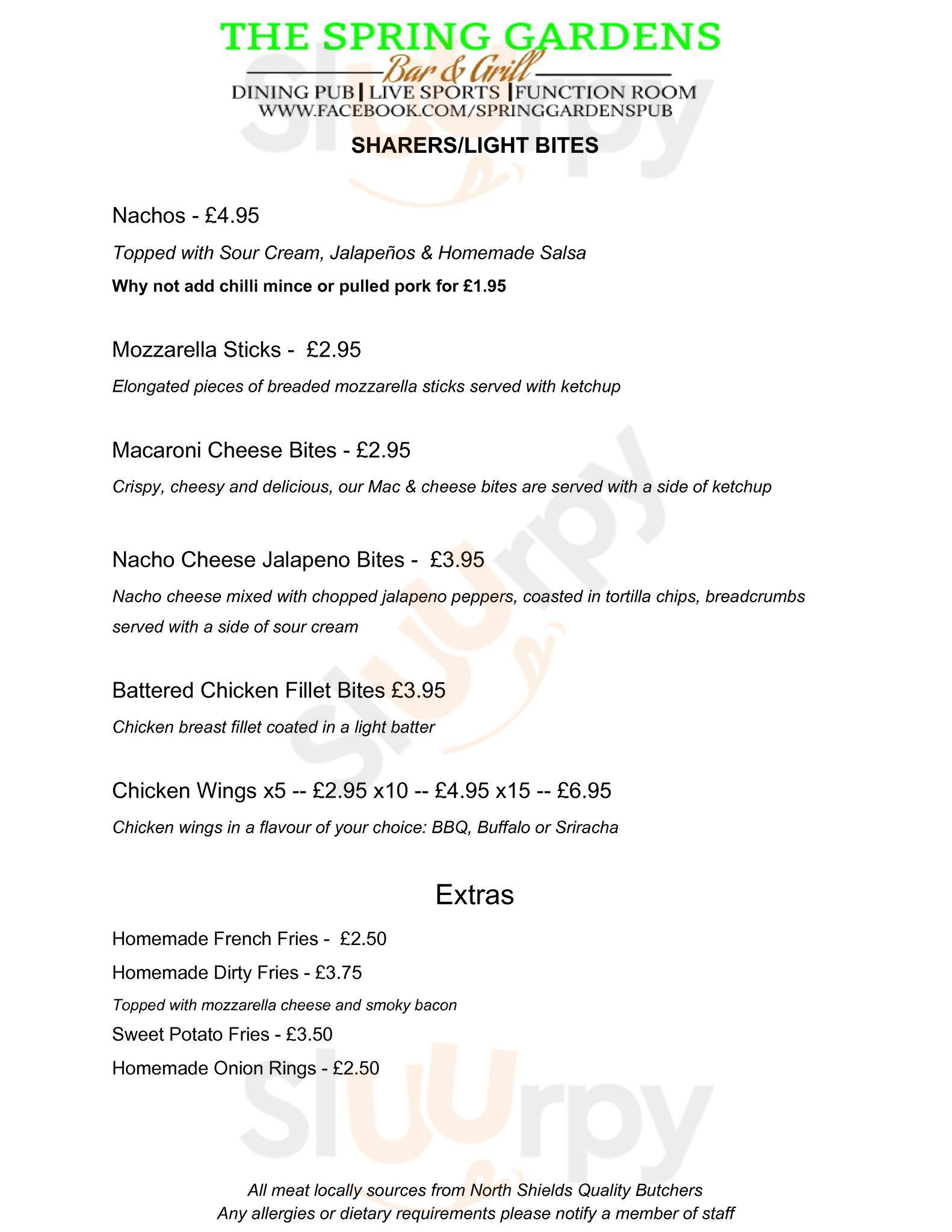 The Spring Gardens North Shields Menu - 1