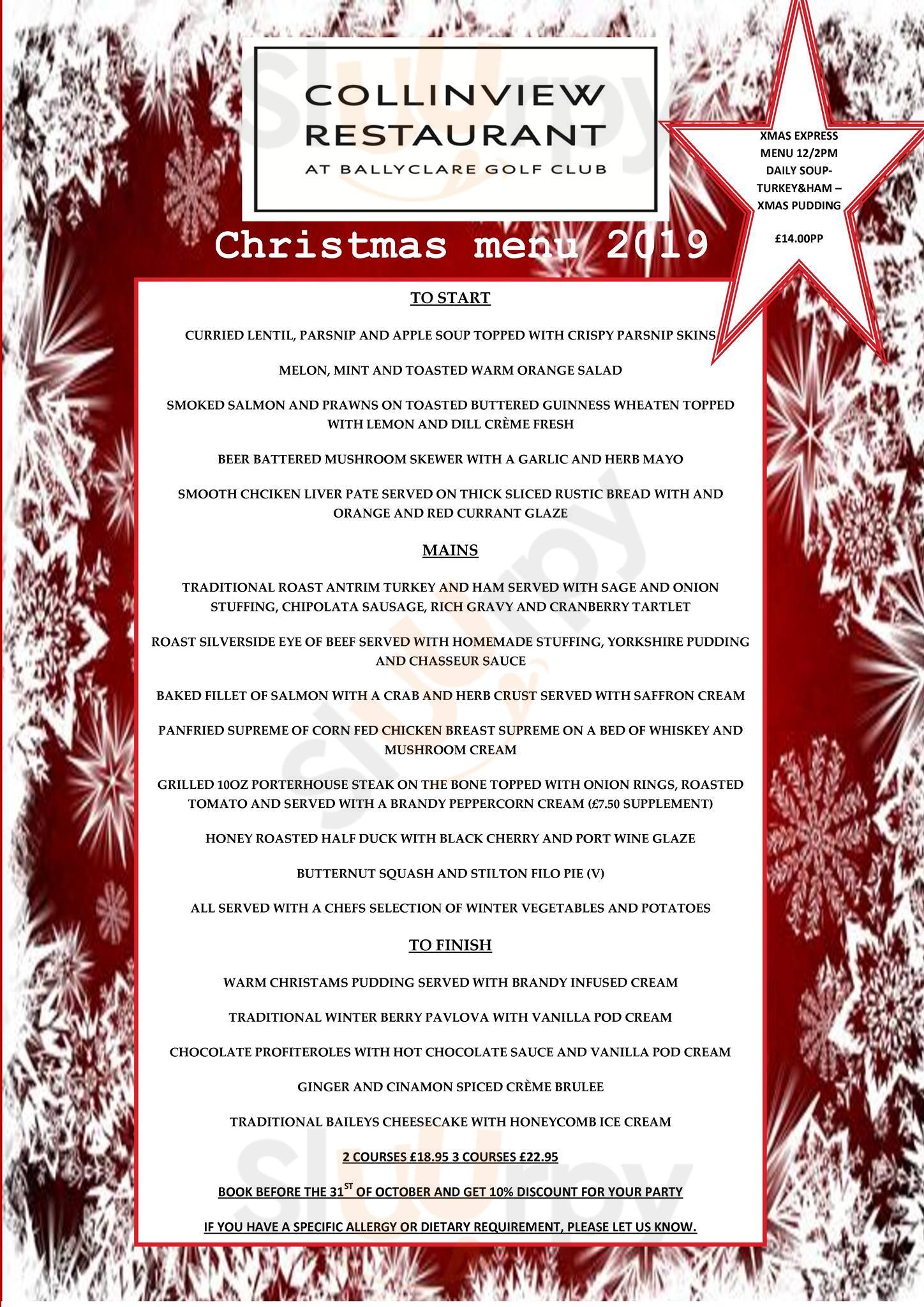 Collinview Restaurant menù, Ballyclare - Main Menu | Sluurpy