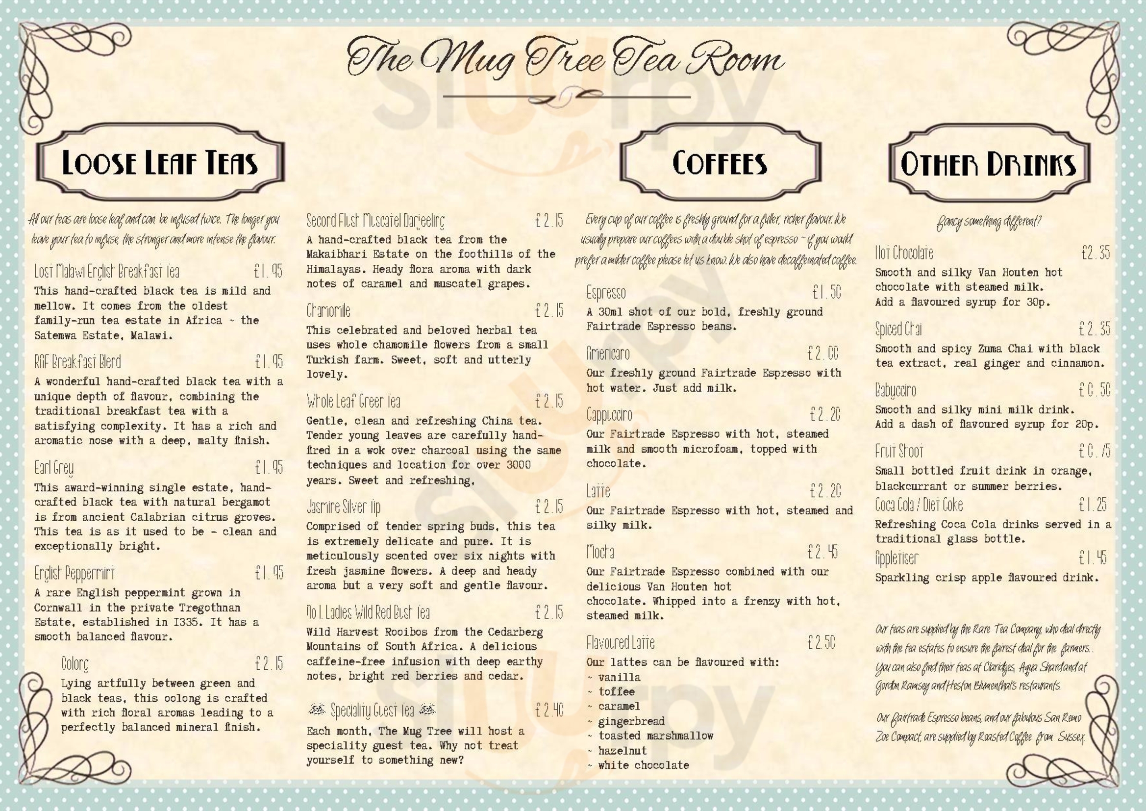 The Mug Tree Tea Room East Grinstead Menu - 1