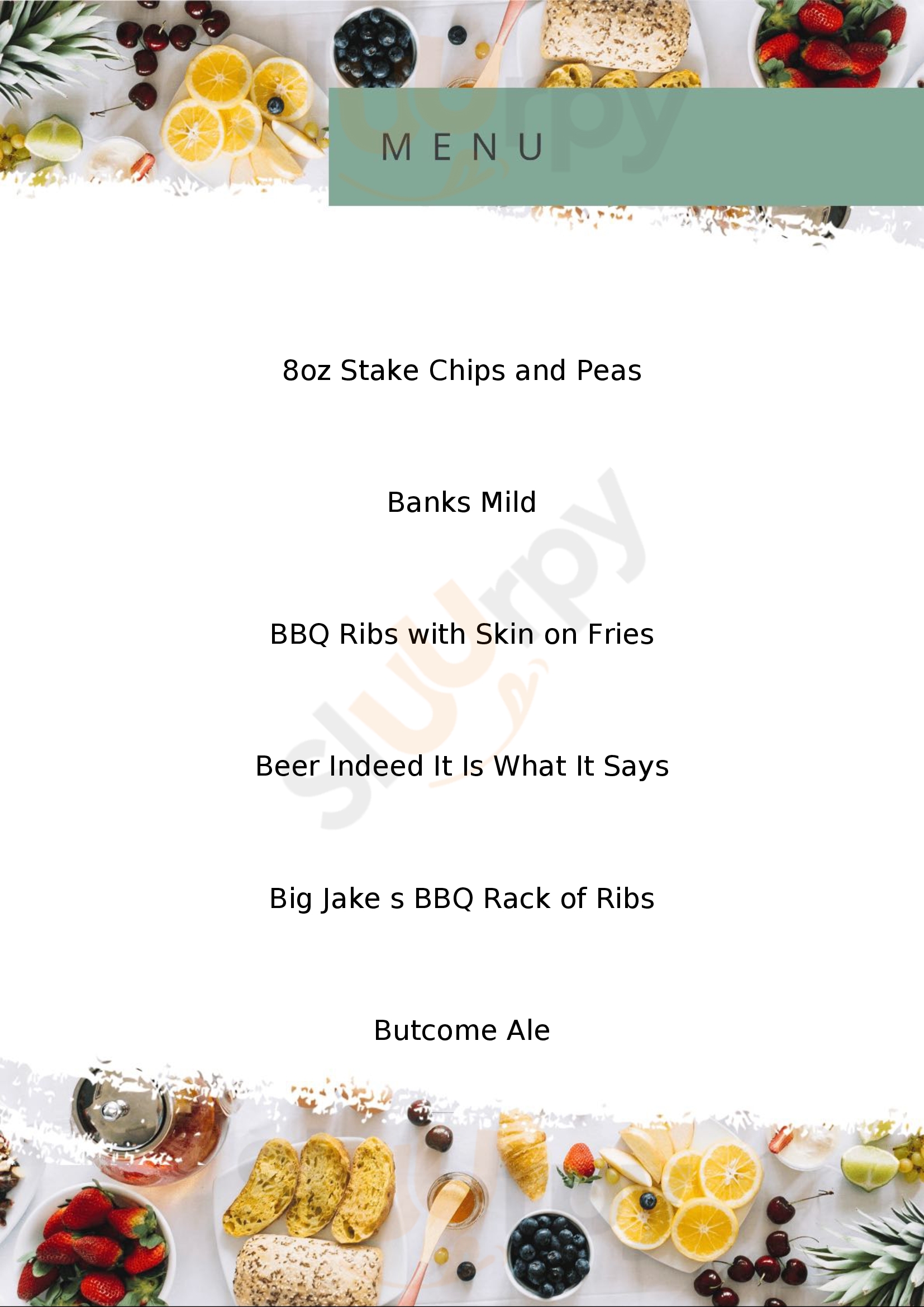 The Brean Down Inn Brean Menu - 1