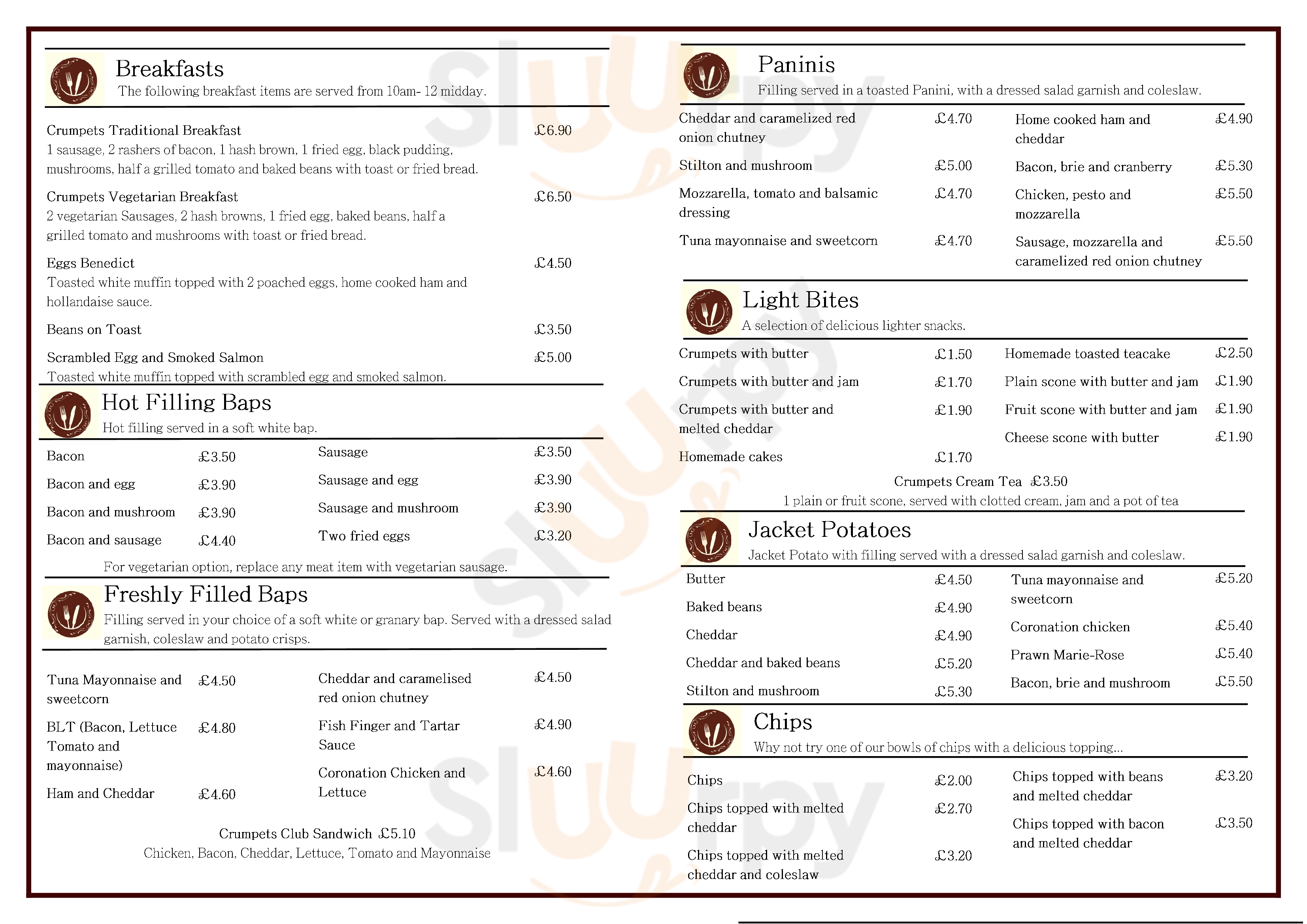 Crumpets Tewkesbury Menu - 1