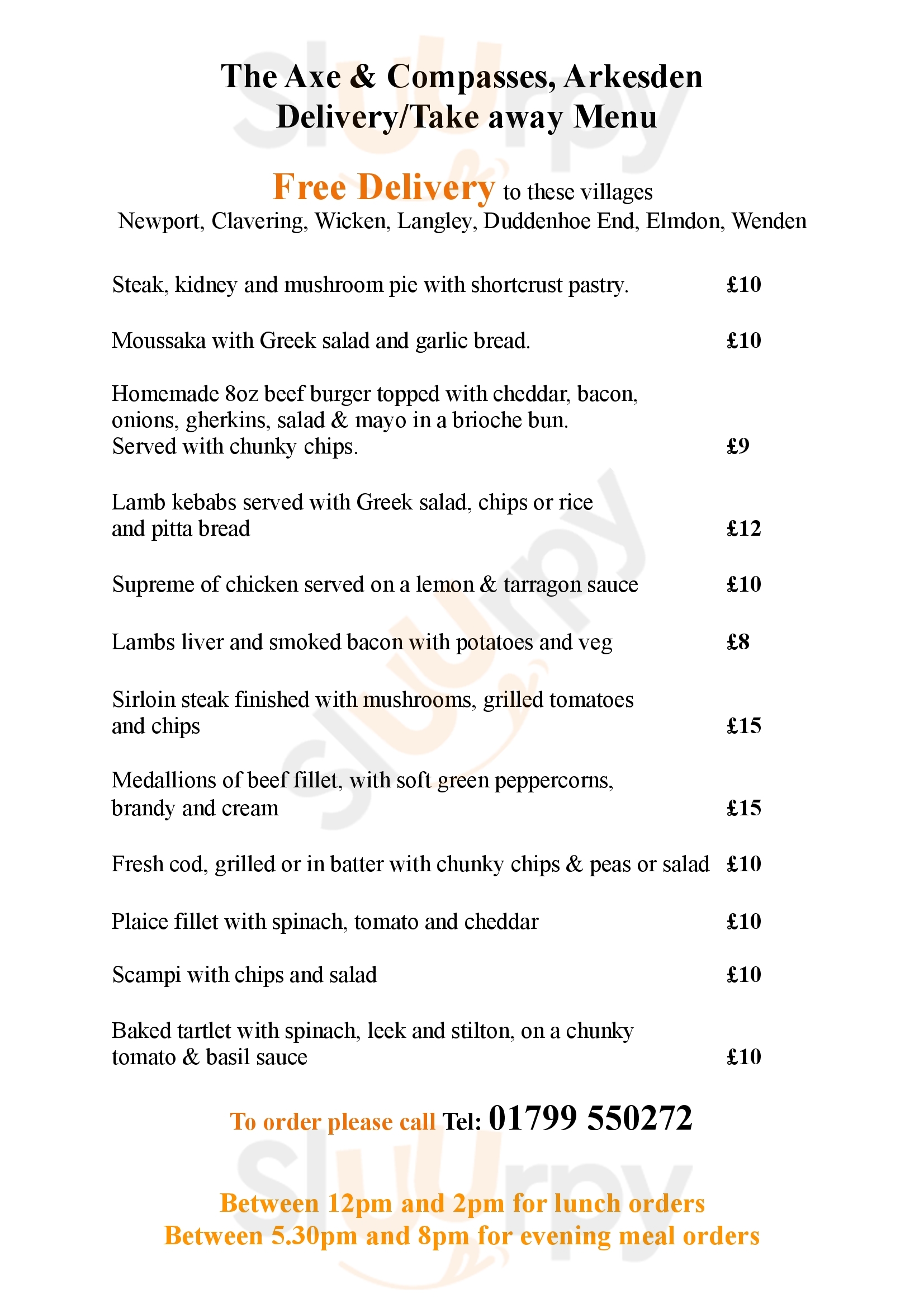 The Axe And Compasses Arkesden Menu - 1