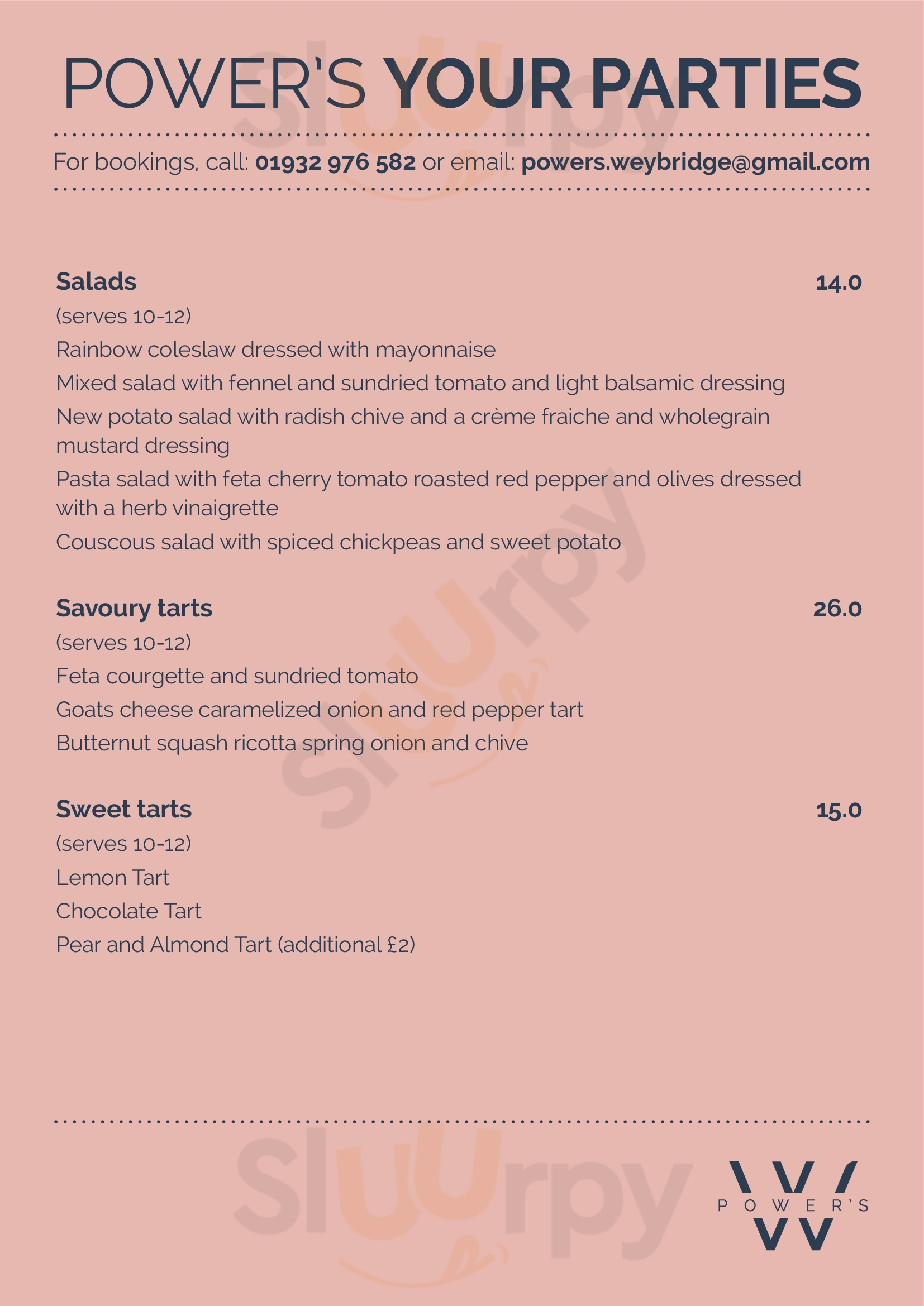 Power's Weybridge Menu - 1