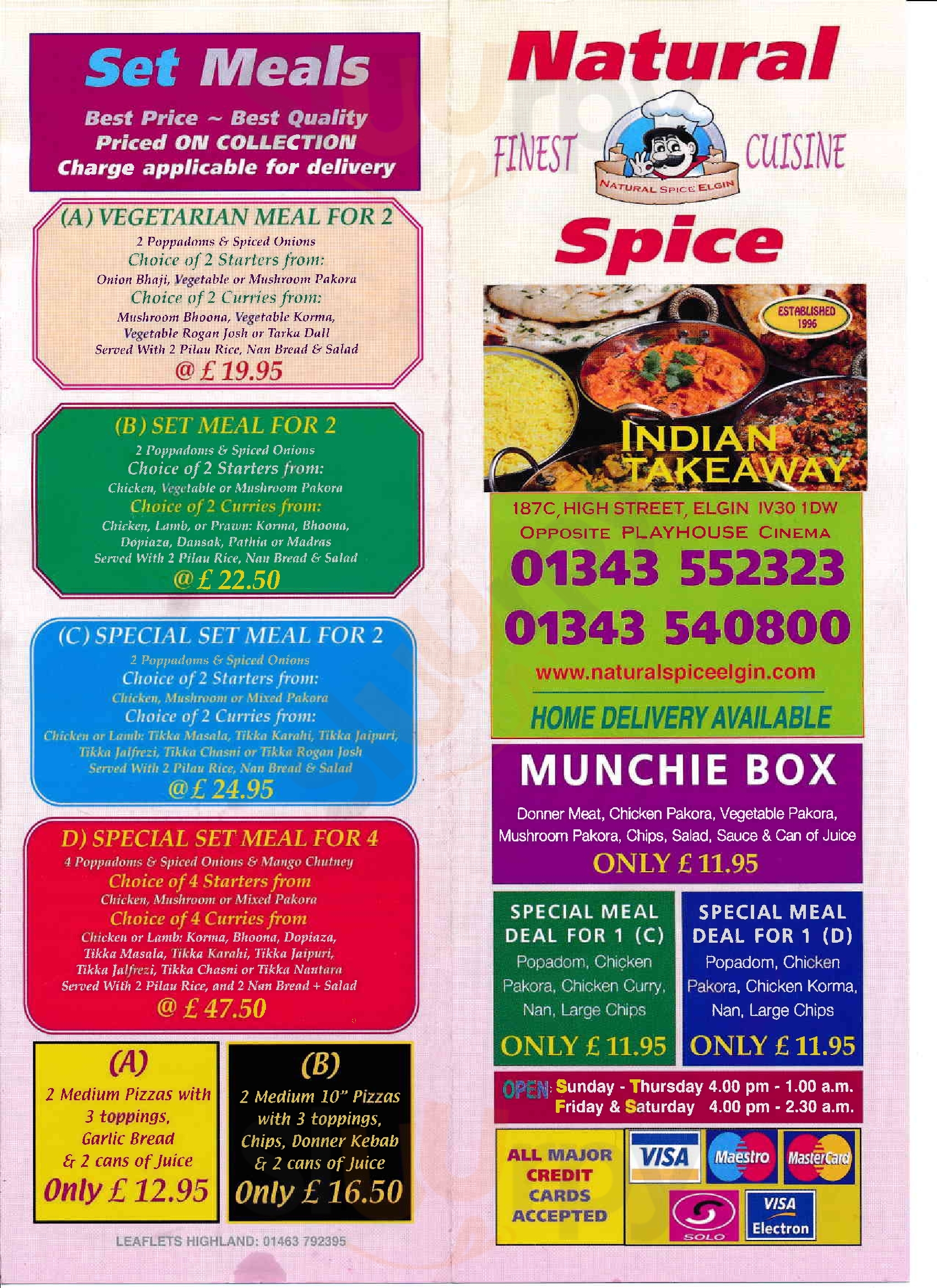 Natural Spice Elgin Menu - 1