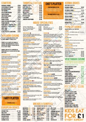 Indian Times menu