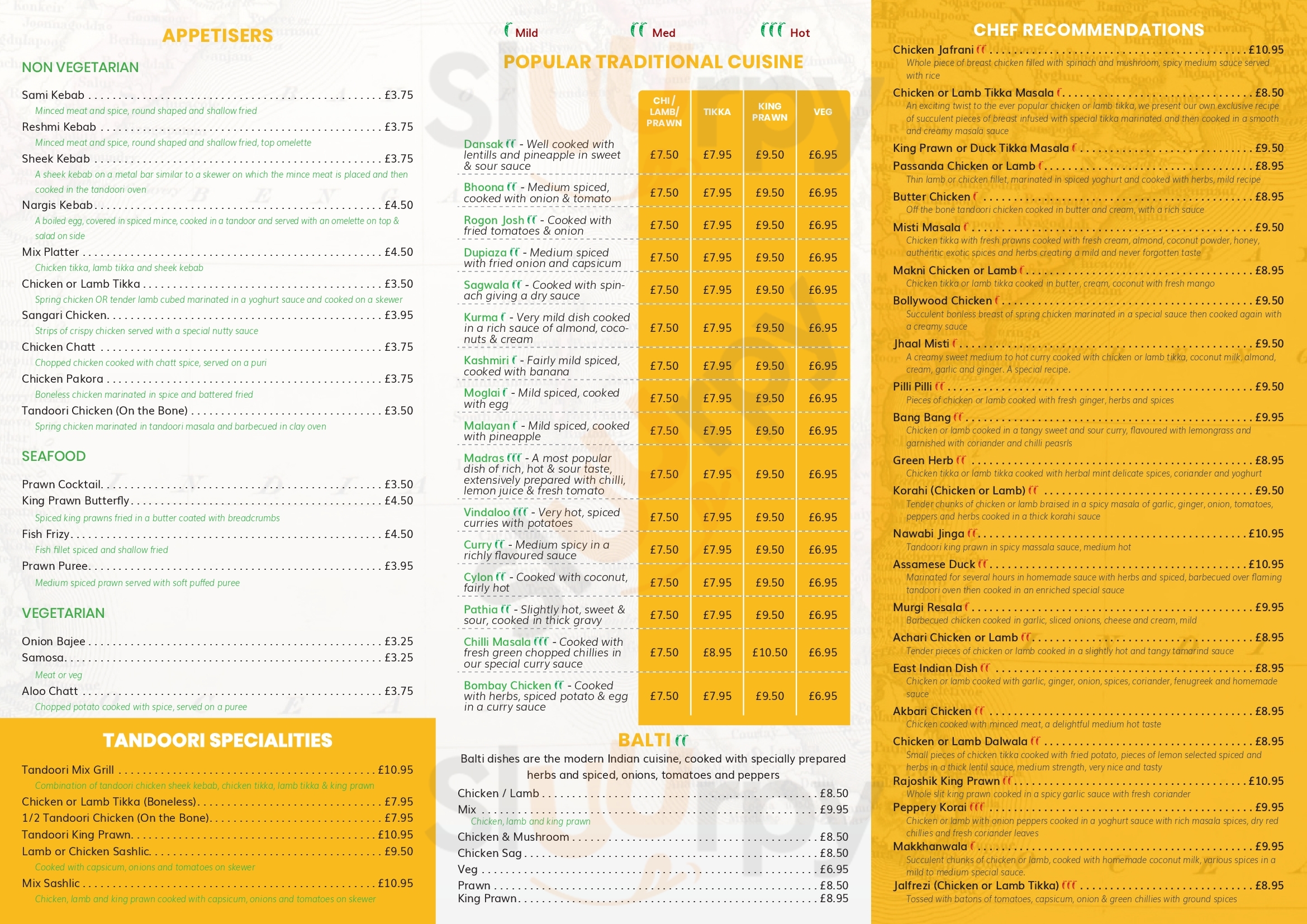 Zeera Indian Restaurant And Takeaway Brecon Menu - 1