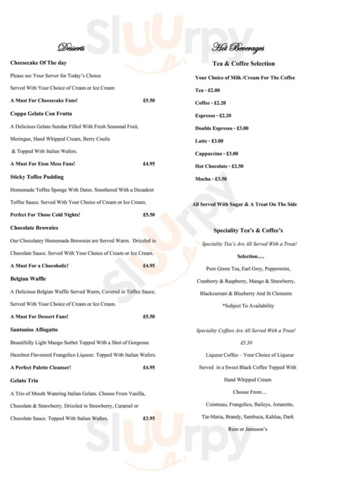 Santonios menu