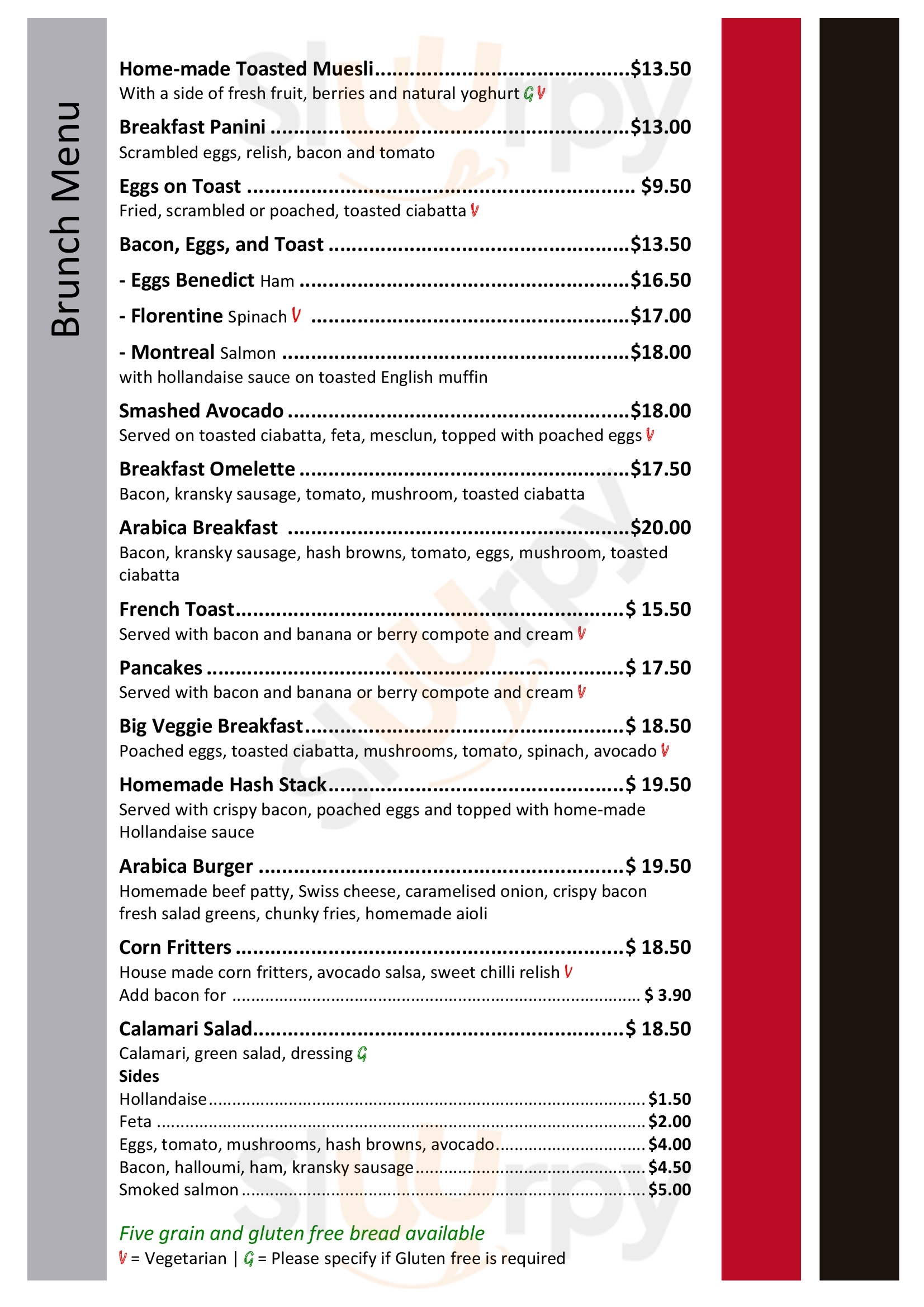 Main Menu - Arabica Cafe