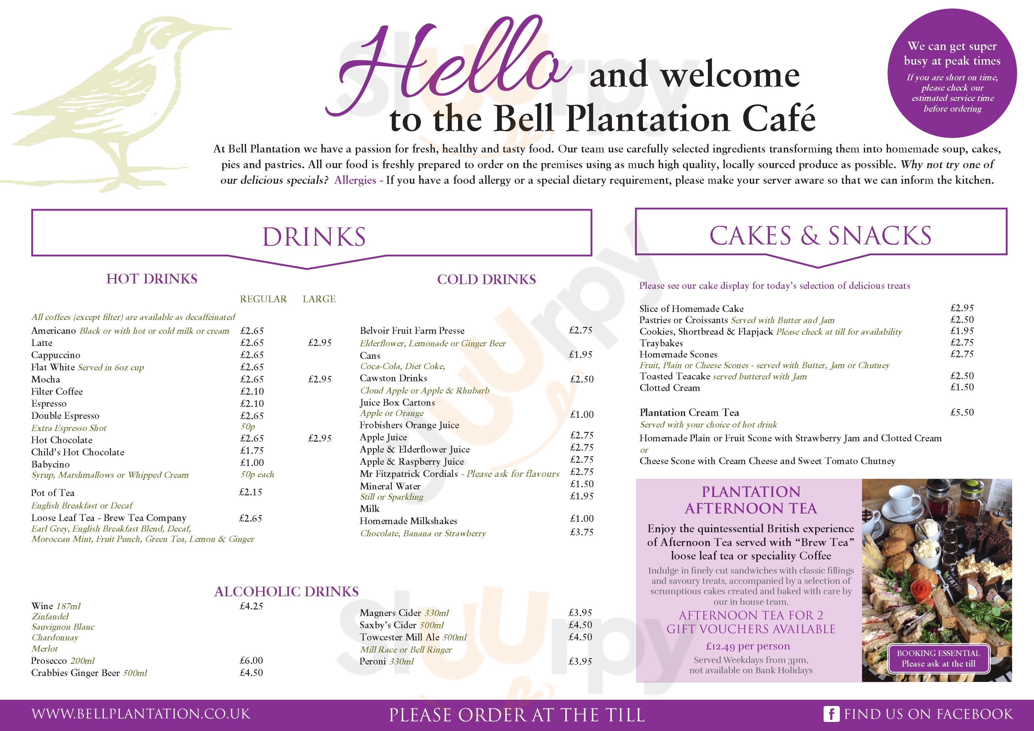 Bell Plantation Cafe Towcester Menu - 1