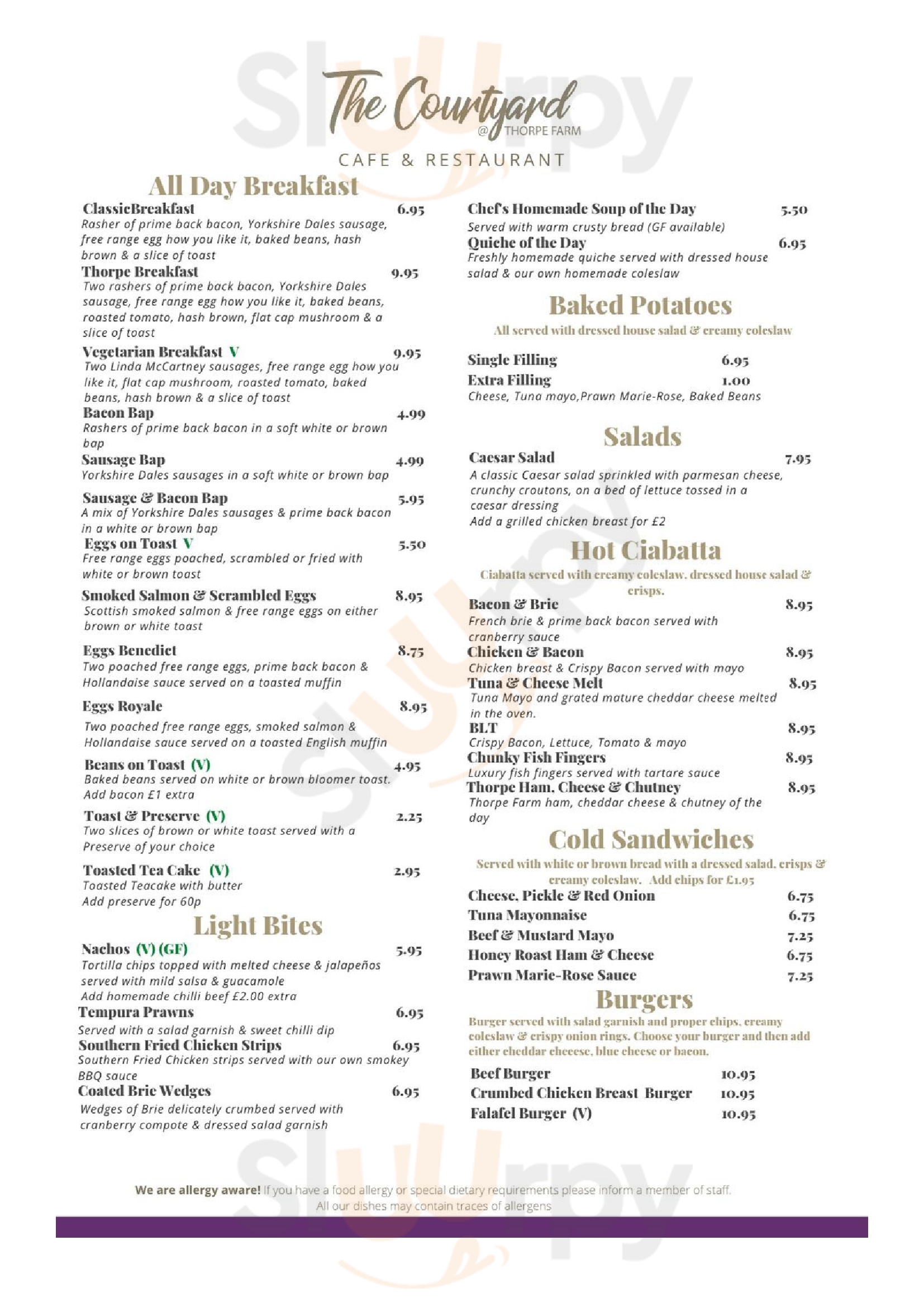 Thorpe Farm Centre Barnard Castle Menu - 1