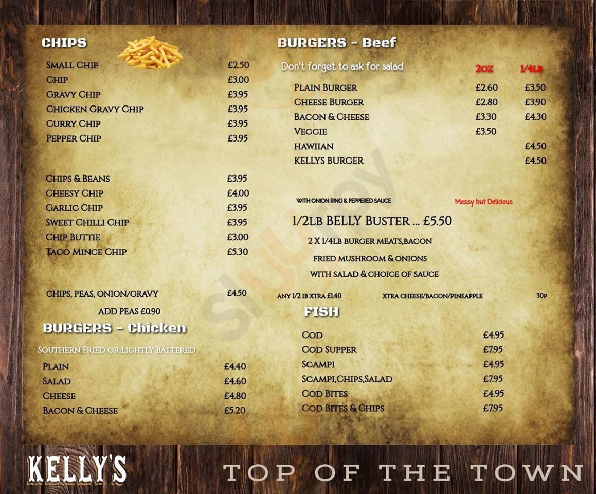 Kelly's Top Of The Town Newcastle Menu - 1