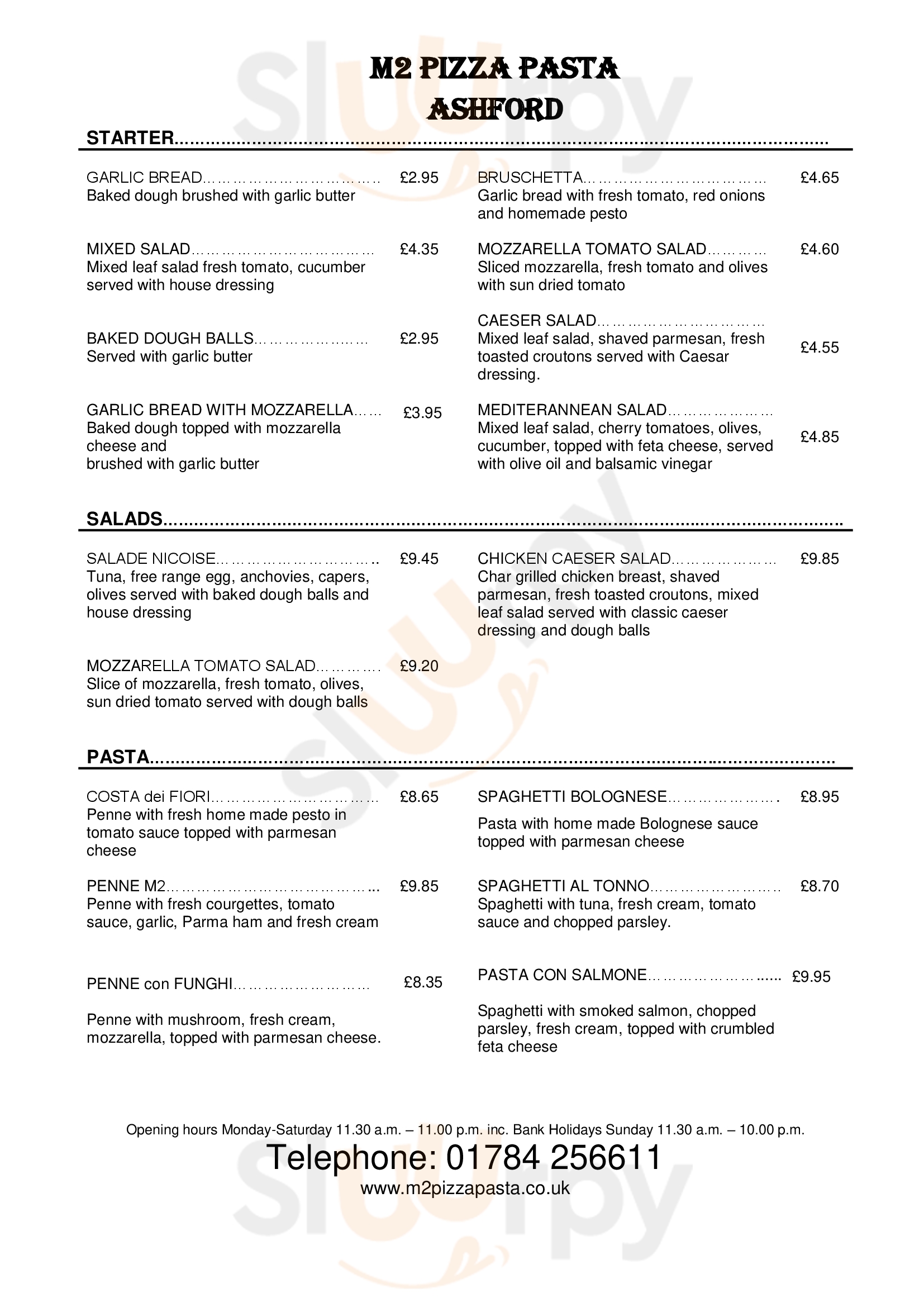 M2 Pizza Pasta Ashford Menu - 1