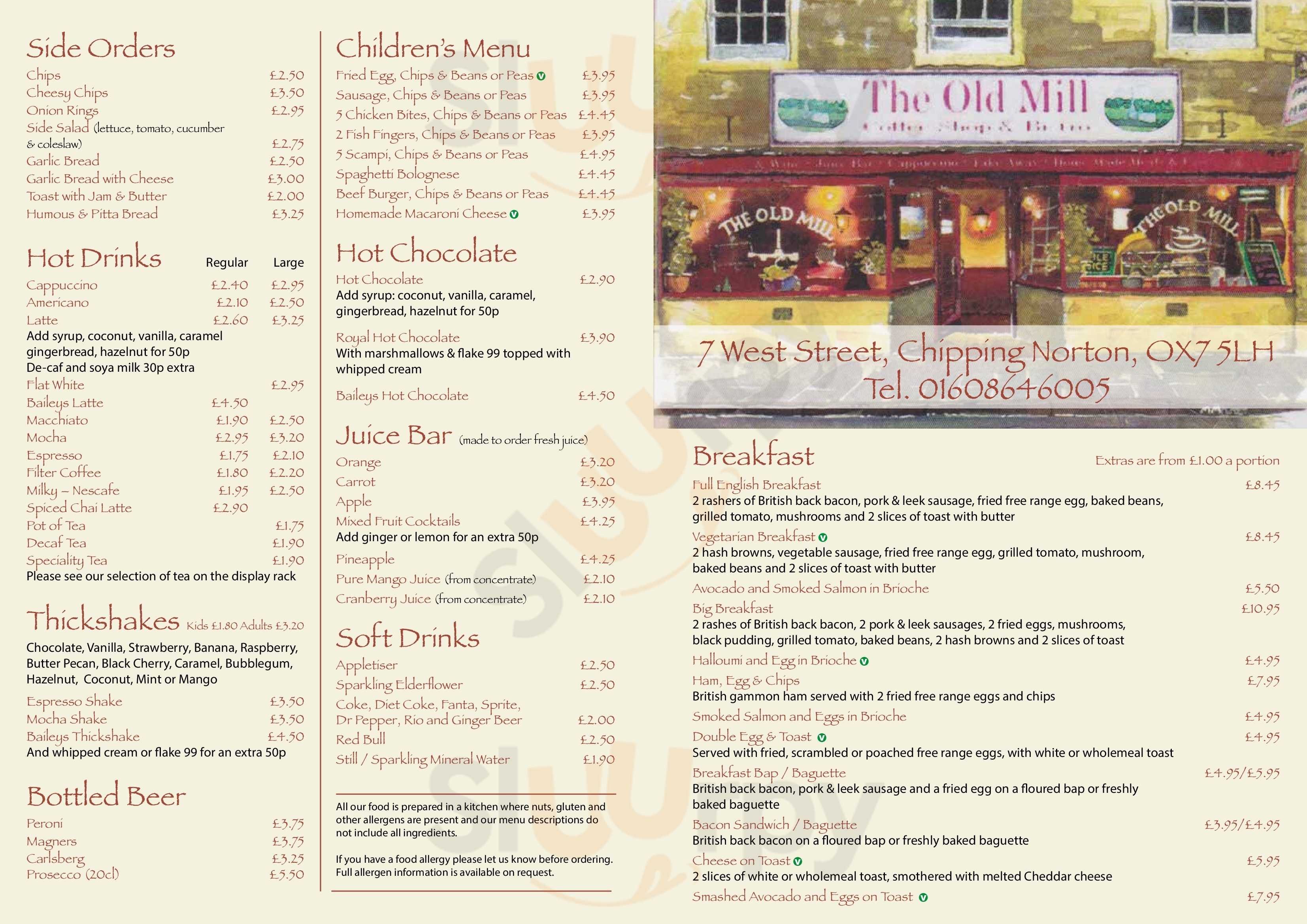 The Old Mill Coffee House & Bistro Chipping Norton Menu - 1