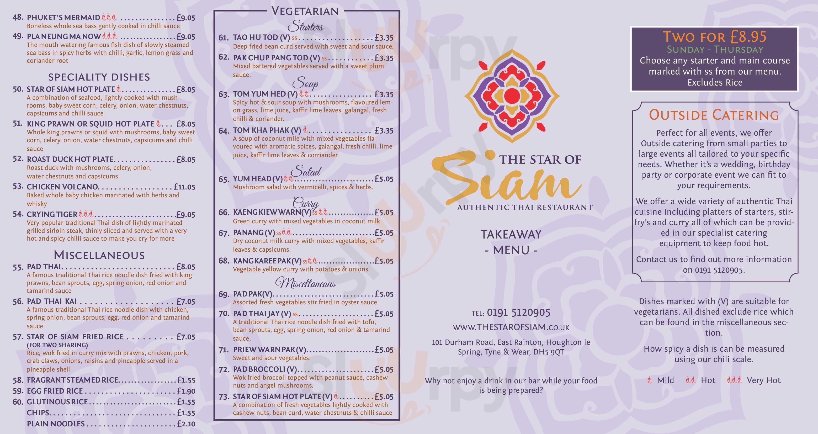 The Star Of Siam Houghton-le-Spring Menu - 1