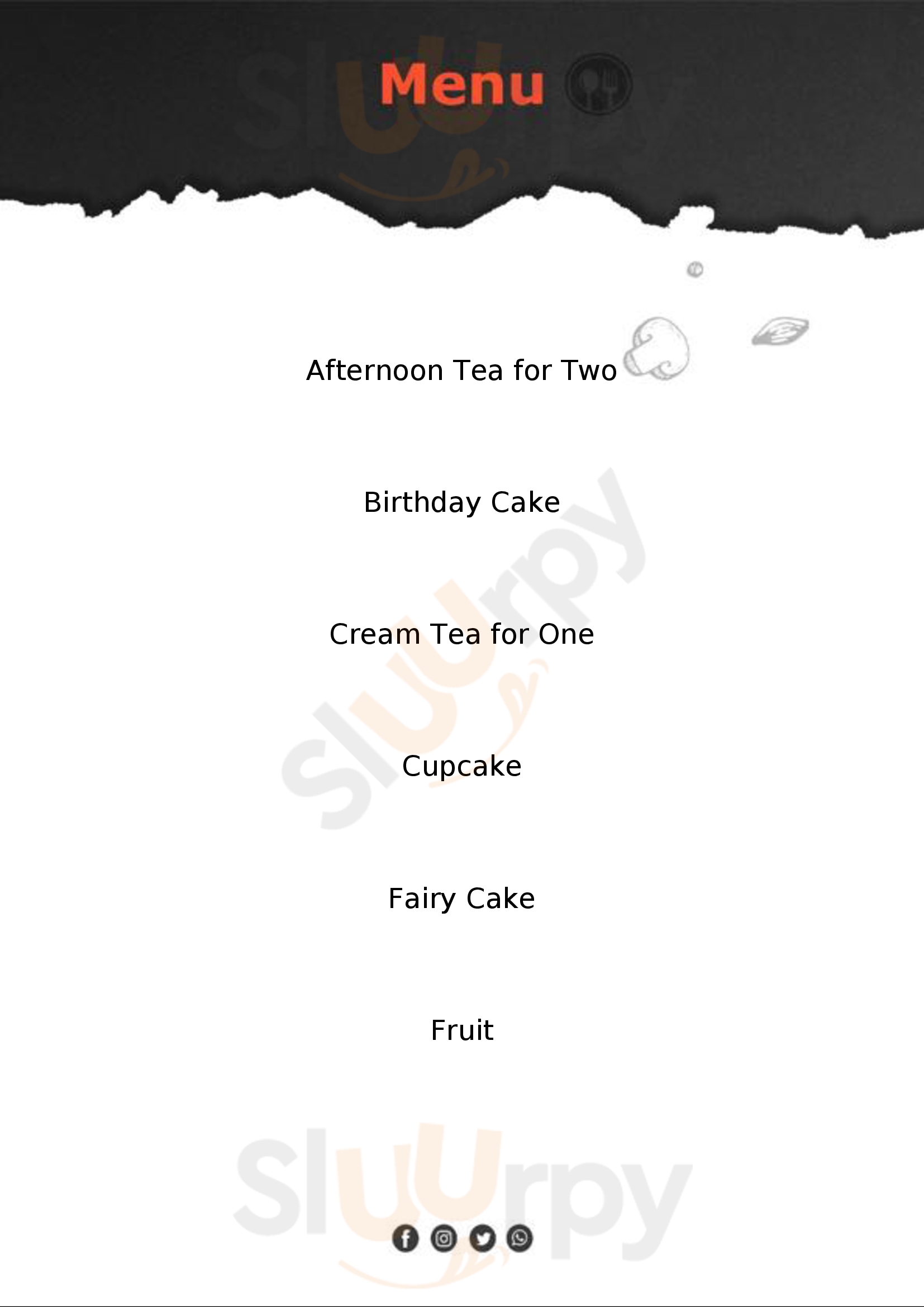 Cupcake Fashion Tea Room Yate Menu - 1