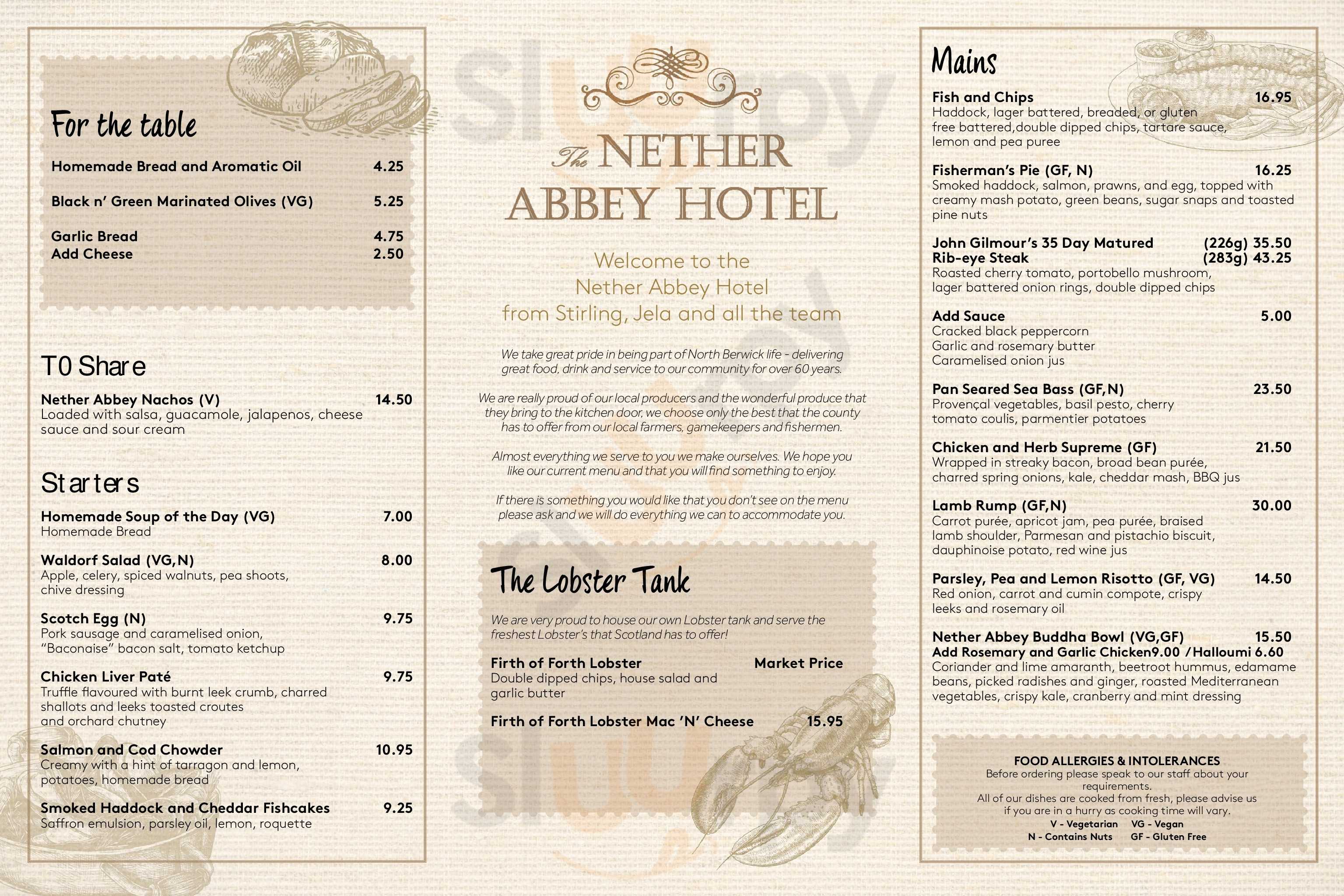 Nether Abbey Hotel Fly Half Restaurant North Berwick Menu - 1