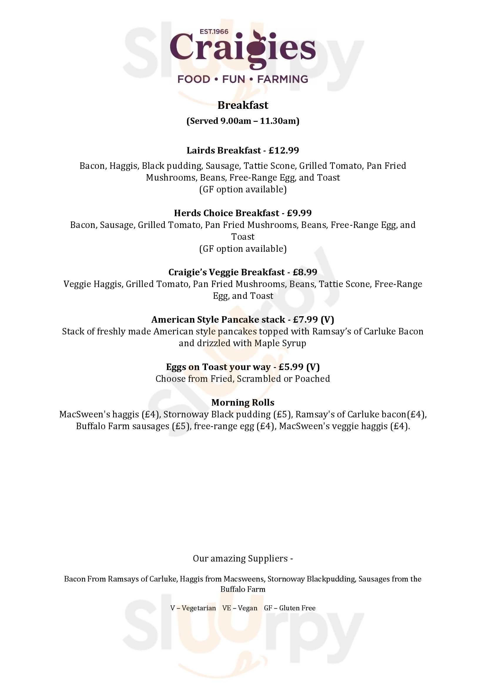 Craigie's Farm Deli And Cafe South Queensferry Menu - 1