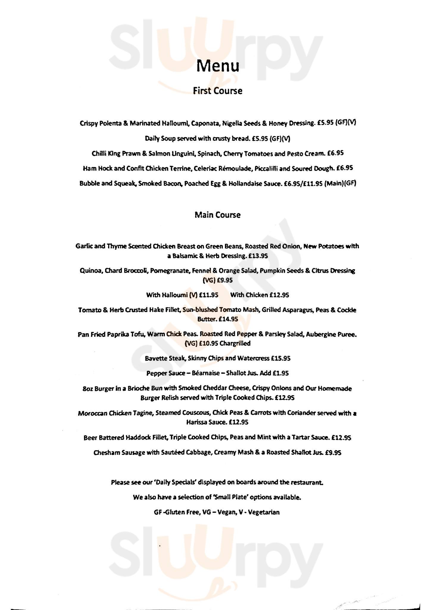 The Black Horse Pub And Eating House Great Missenden Menu - 1