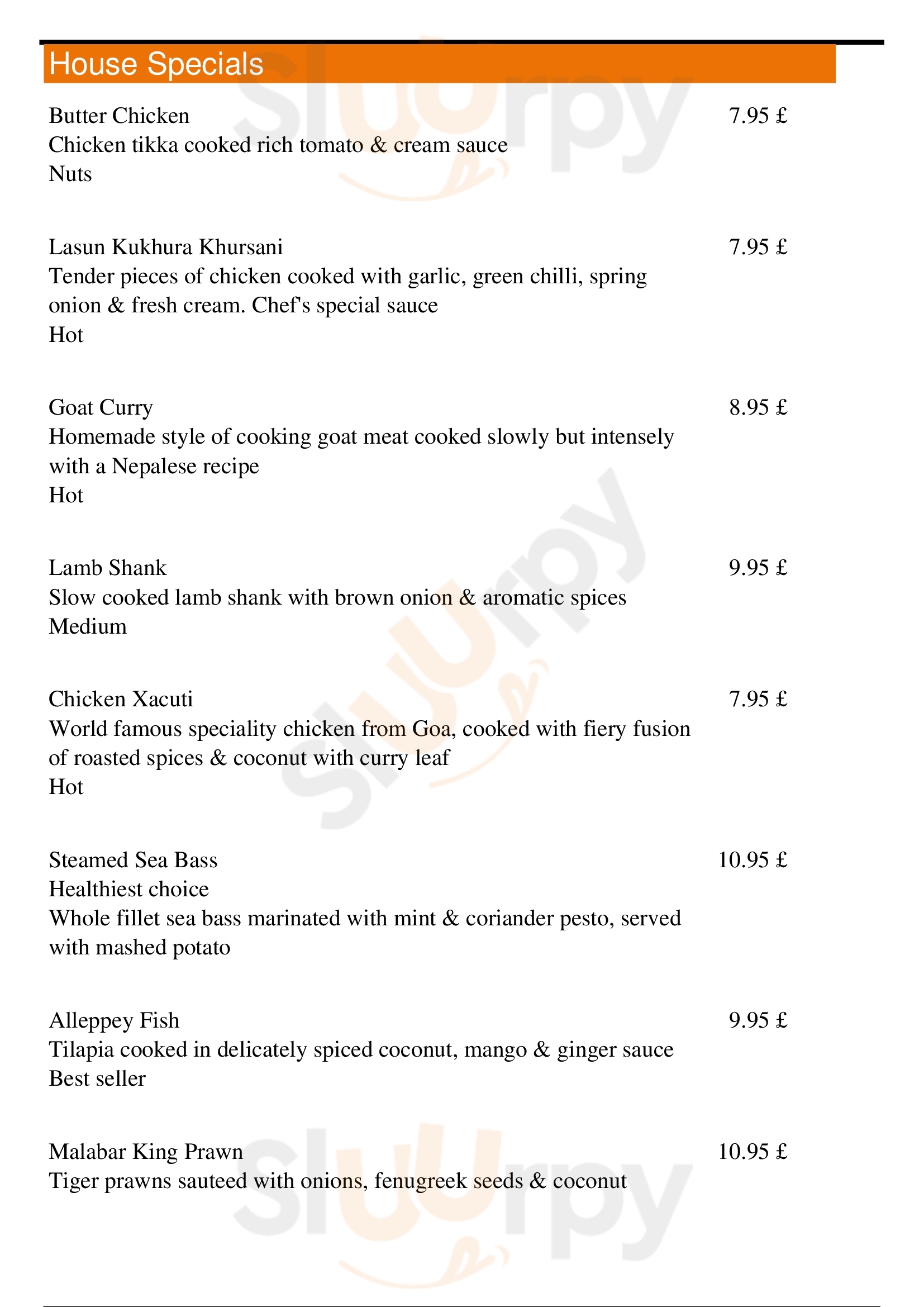 The Spice Merchant menù, Deeping St James Main Menu Sluurpy