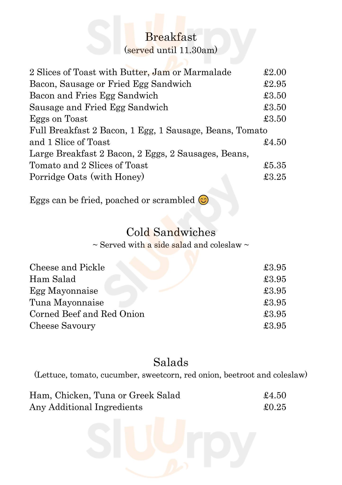 The Yellow Teapot Whickham Menu - 1