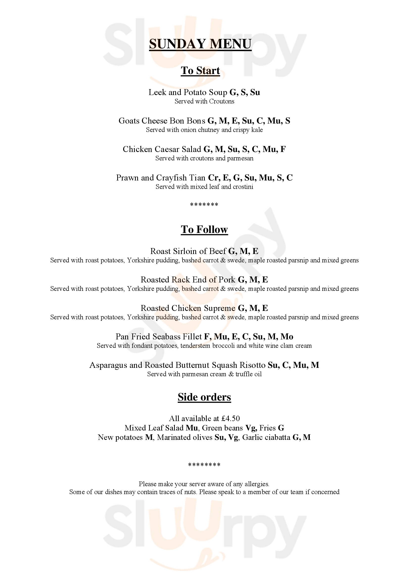 Rosewood Restaurant Stock Menu - 1