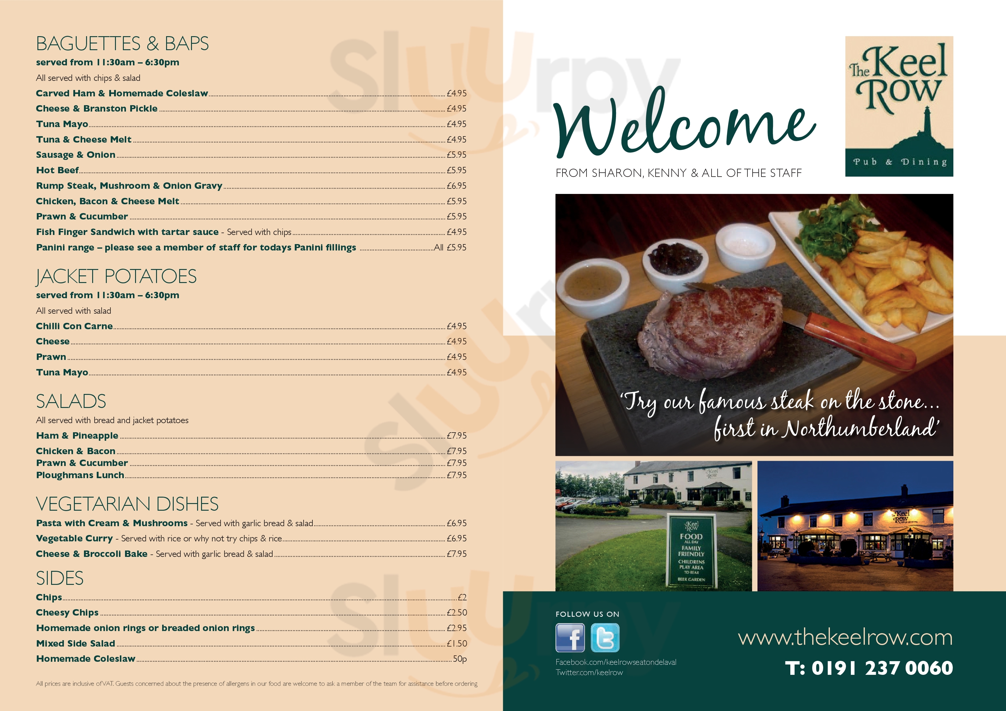 The Keel Row Seaton Delaval Menu - 1