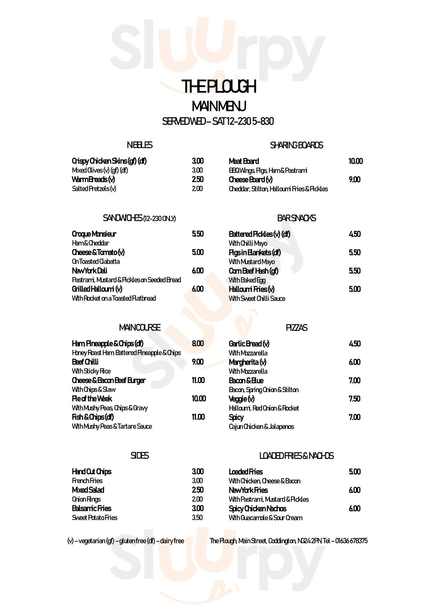 The Plough Inn Farnsfield Menu - 1