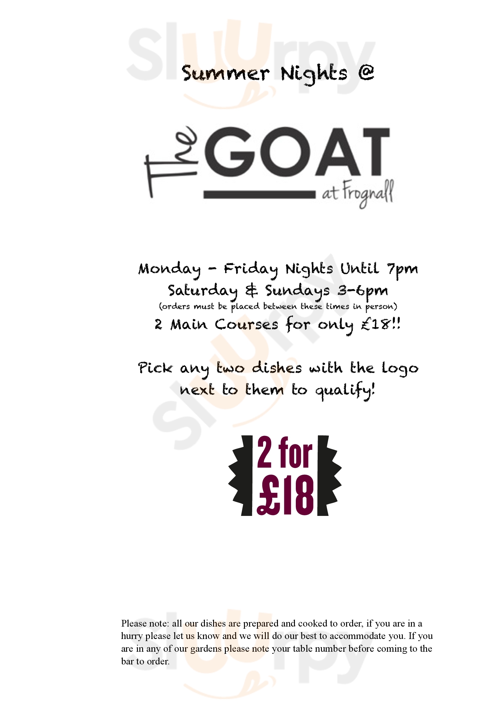 The Goat Frognall Menu - 1