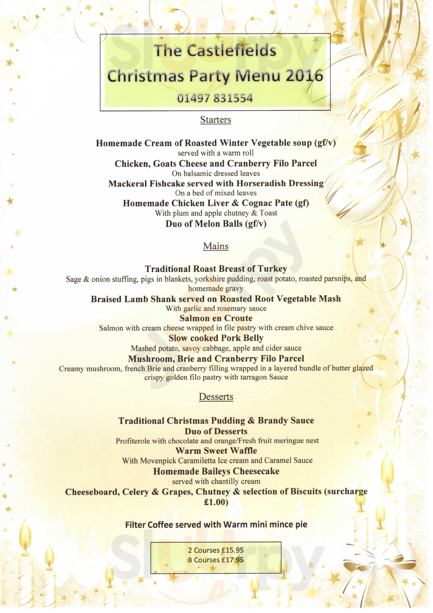 The Castlefields Clifford Menu - 1