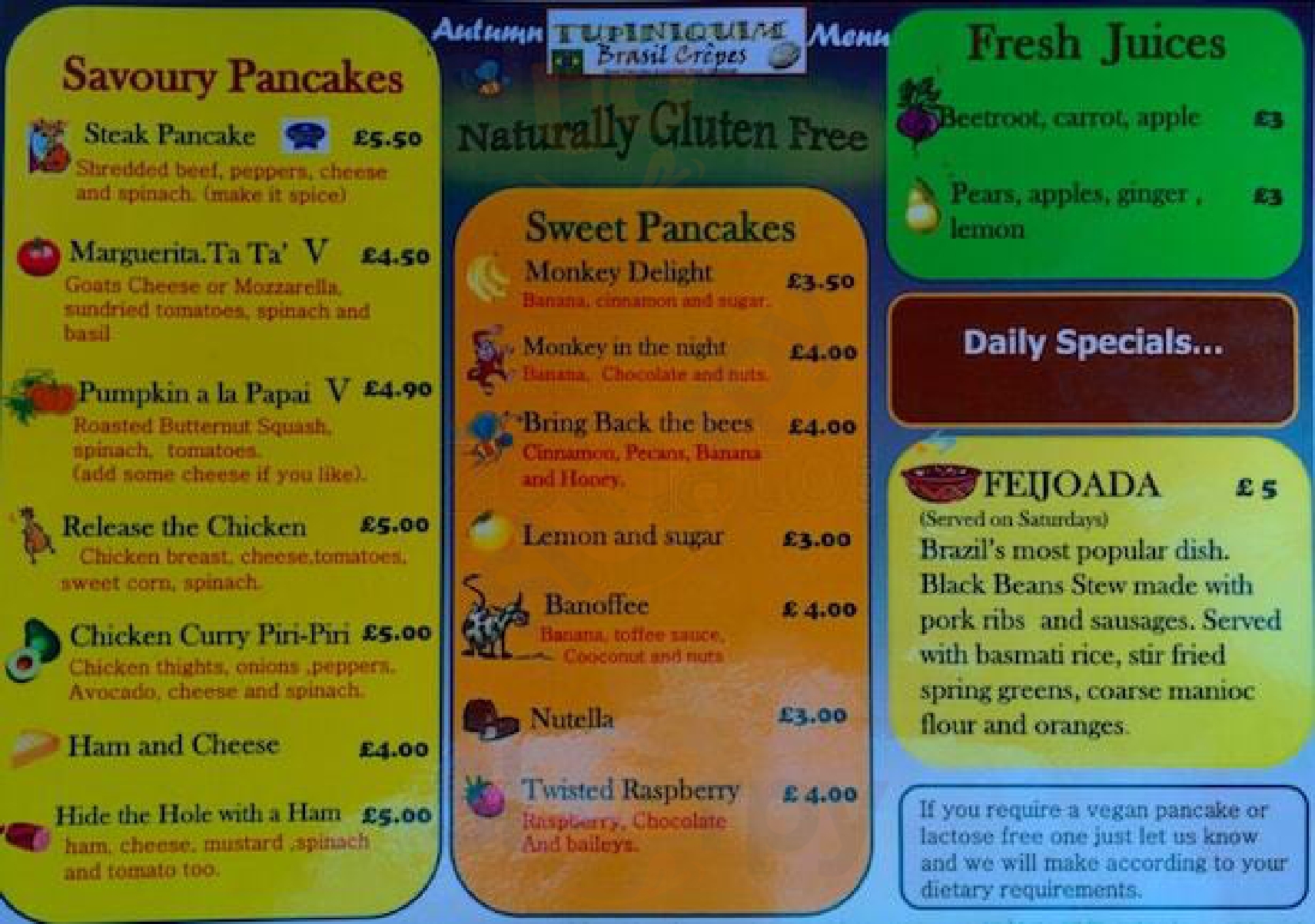 Tupiniquim Brasil Crepes Edinburgh Menu - 1