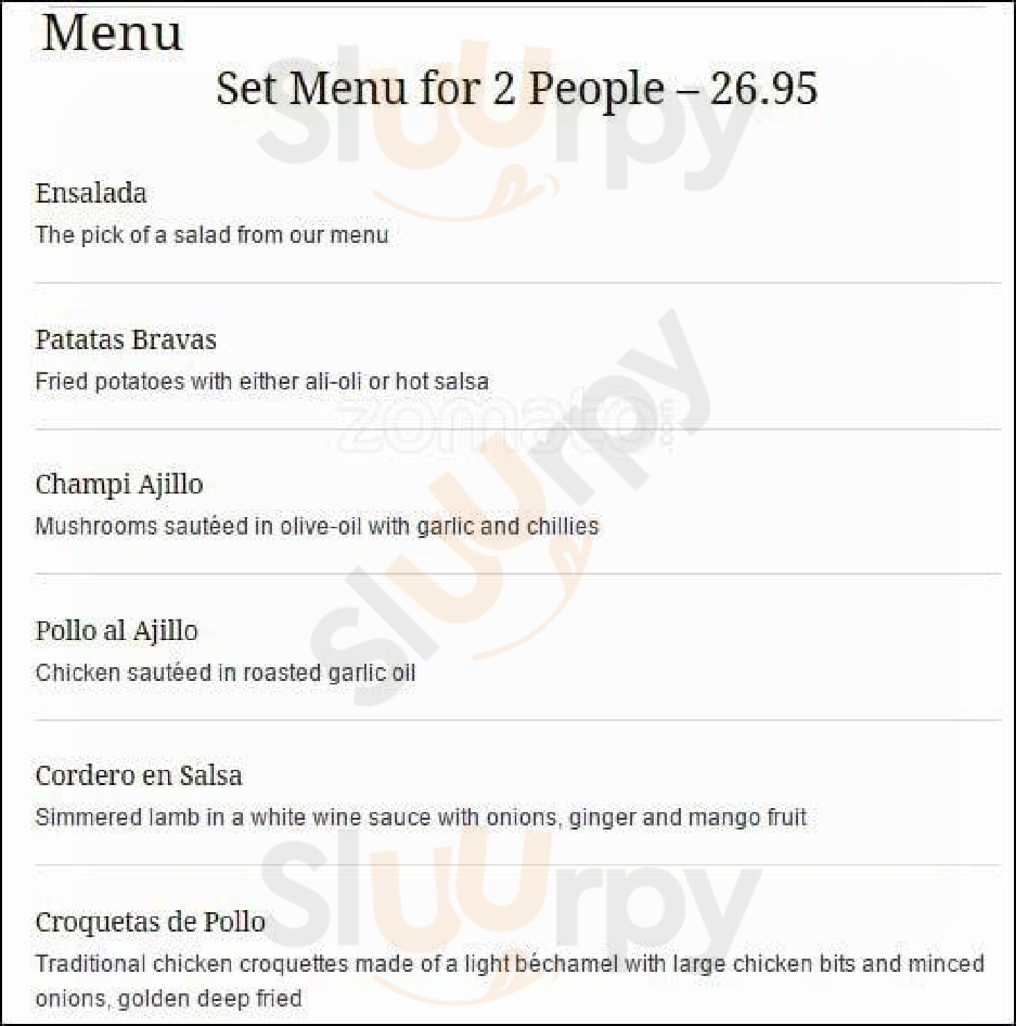 Malaga Tapas Glasgow Menu - 1