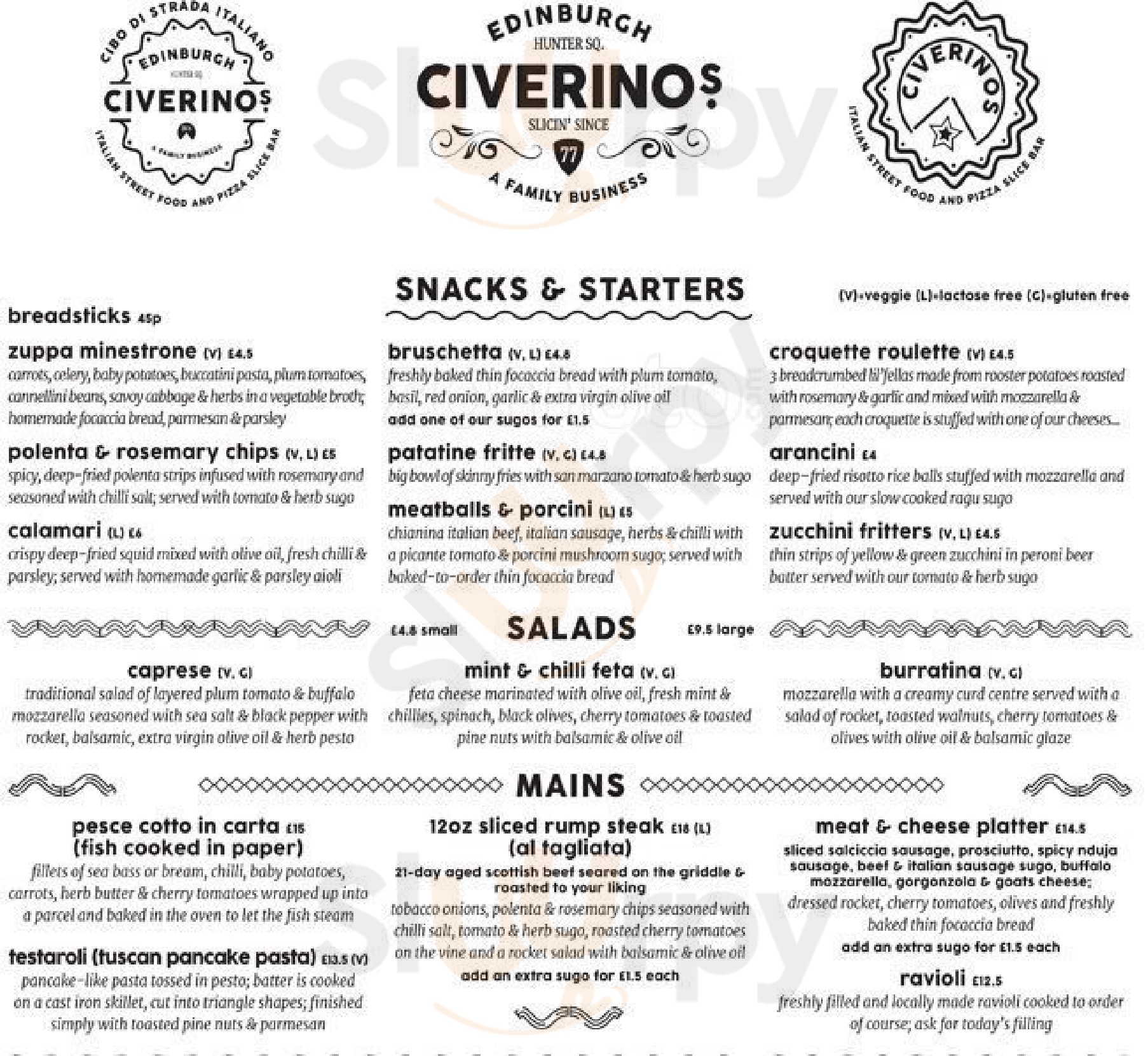 Civerinos Hunter Sq Restaurant Edinburgh Menu - 1