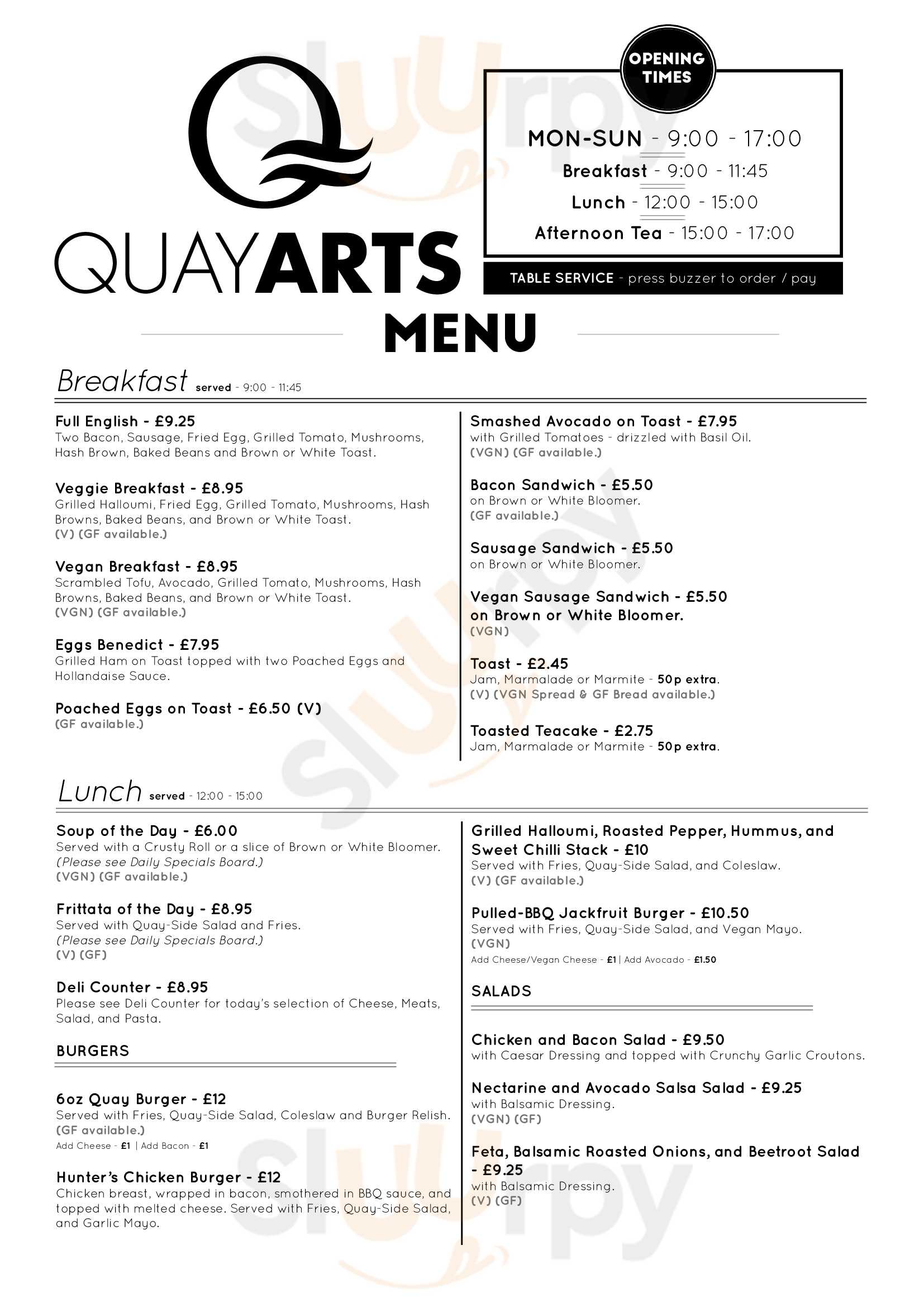 Quay Arts Cafe Isle of Wight Menu - 1