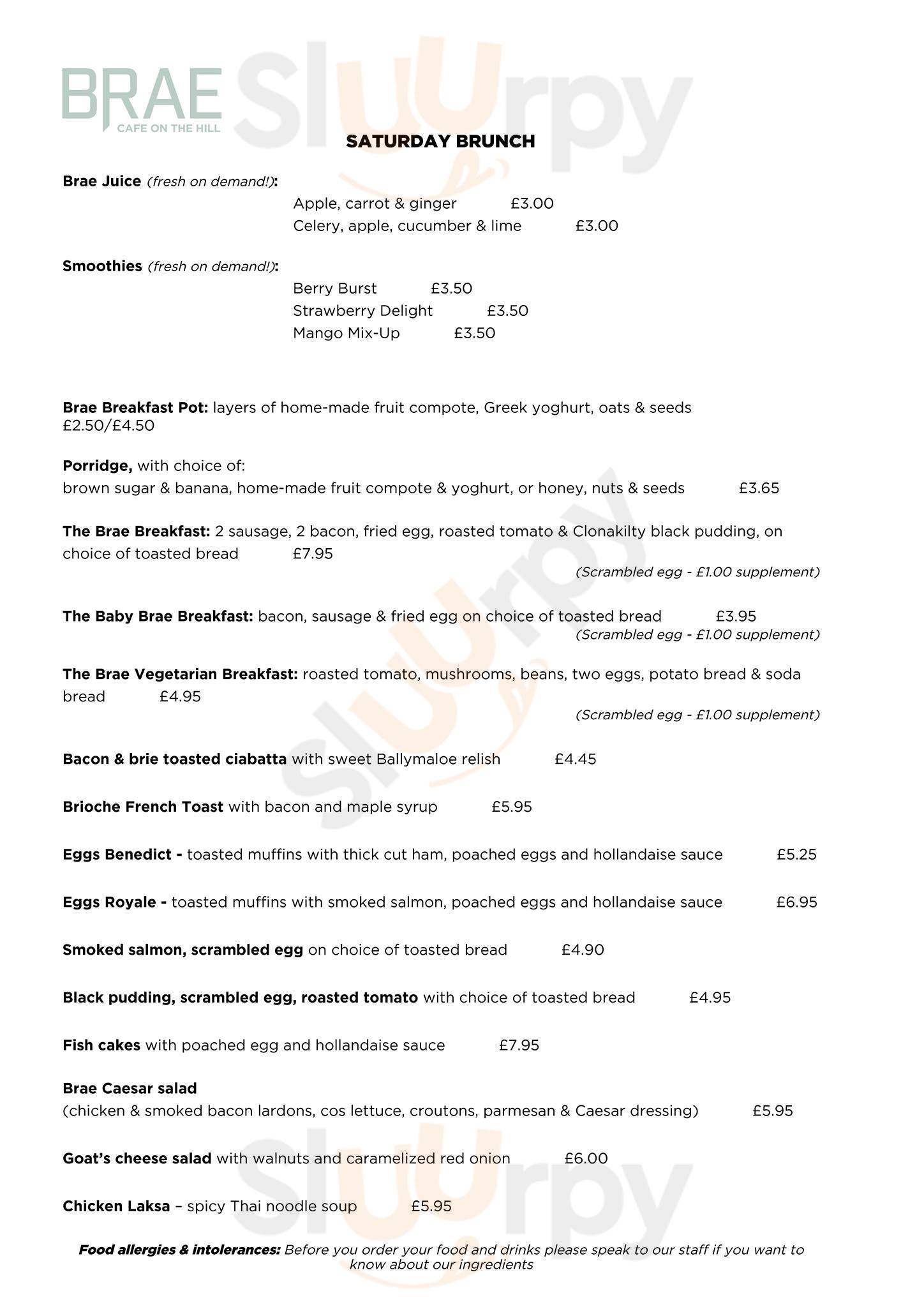 Brae Belfast Menu - 1