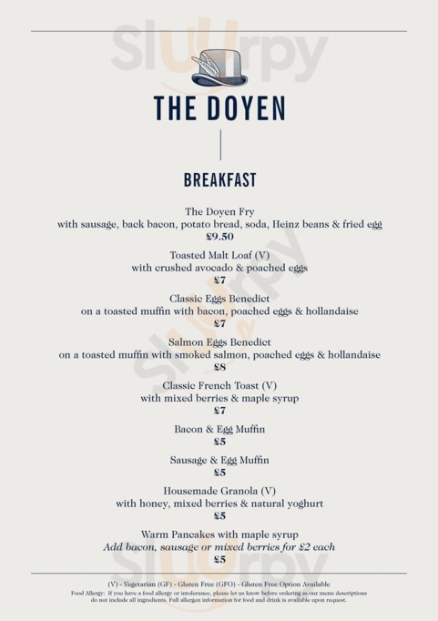 The Doyen menu
