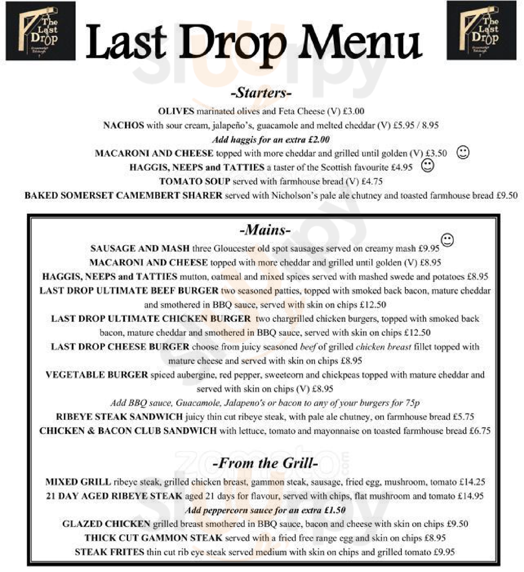 The Last Drop Edinburgh Menu - 1
