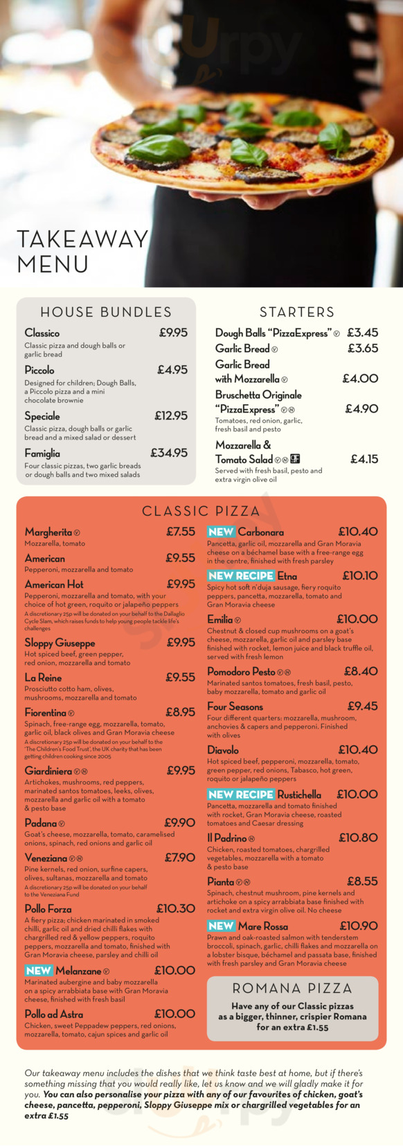 Pizza express 2024 menu prices