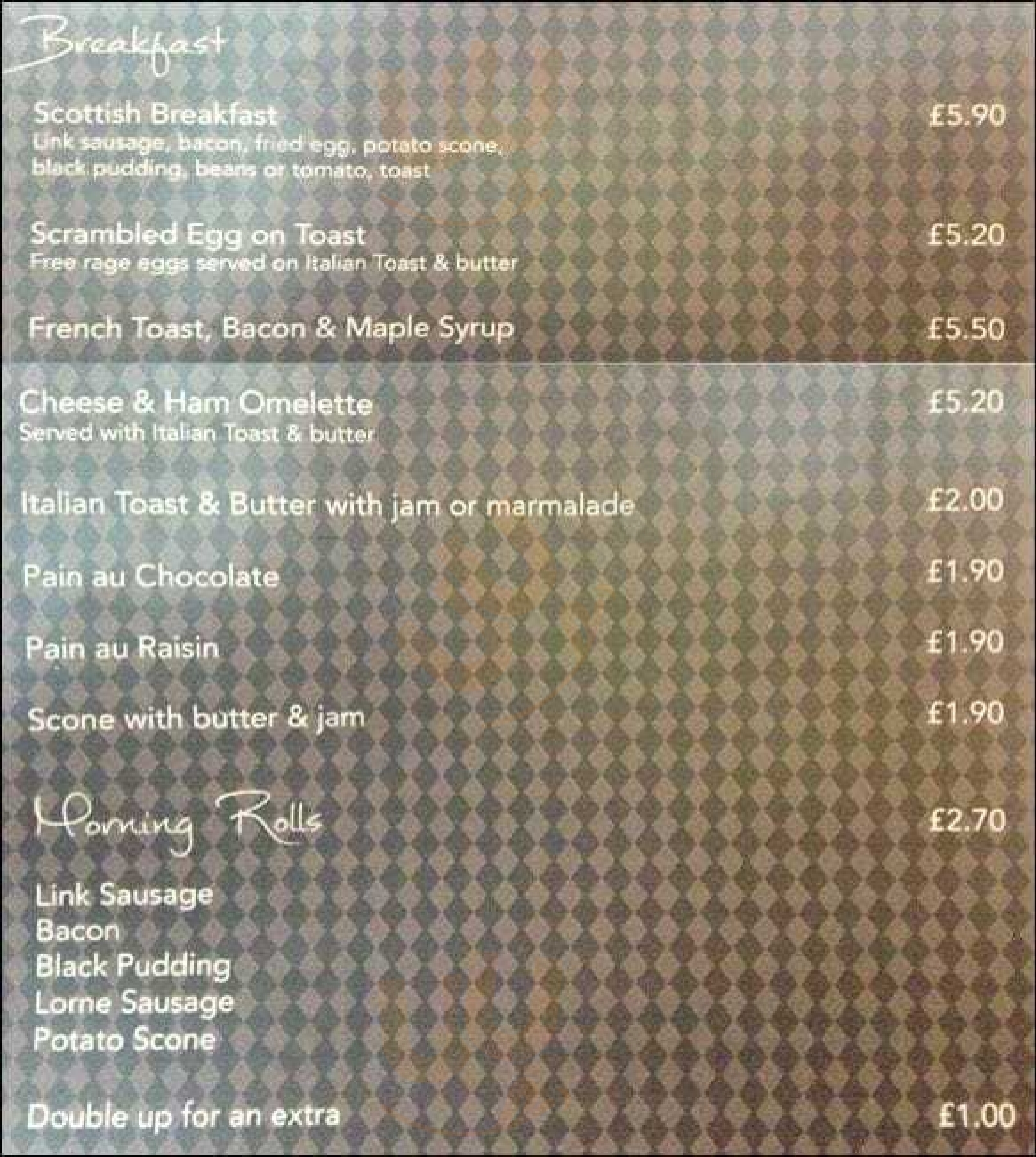 Gizzi Espresso Bar Glasgow Menu - 1