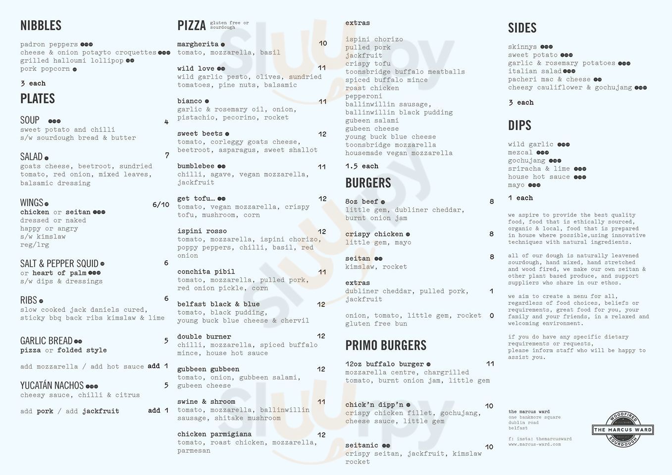 The Marcus Ward Belfast Menu - 1