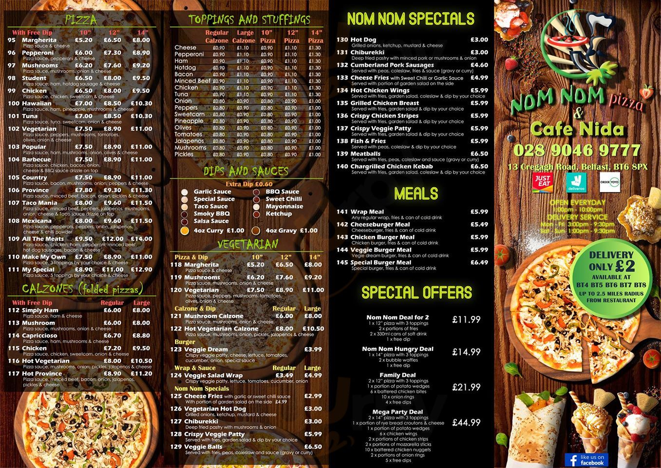 Nom Nom Pizza & Cafe Nida Belfast Menu - 1