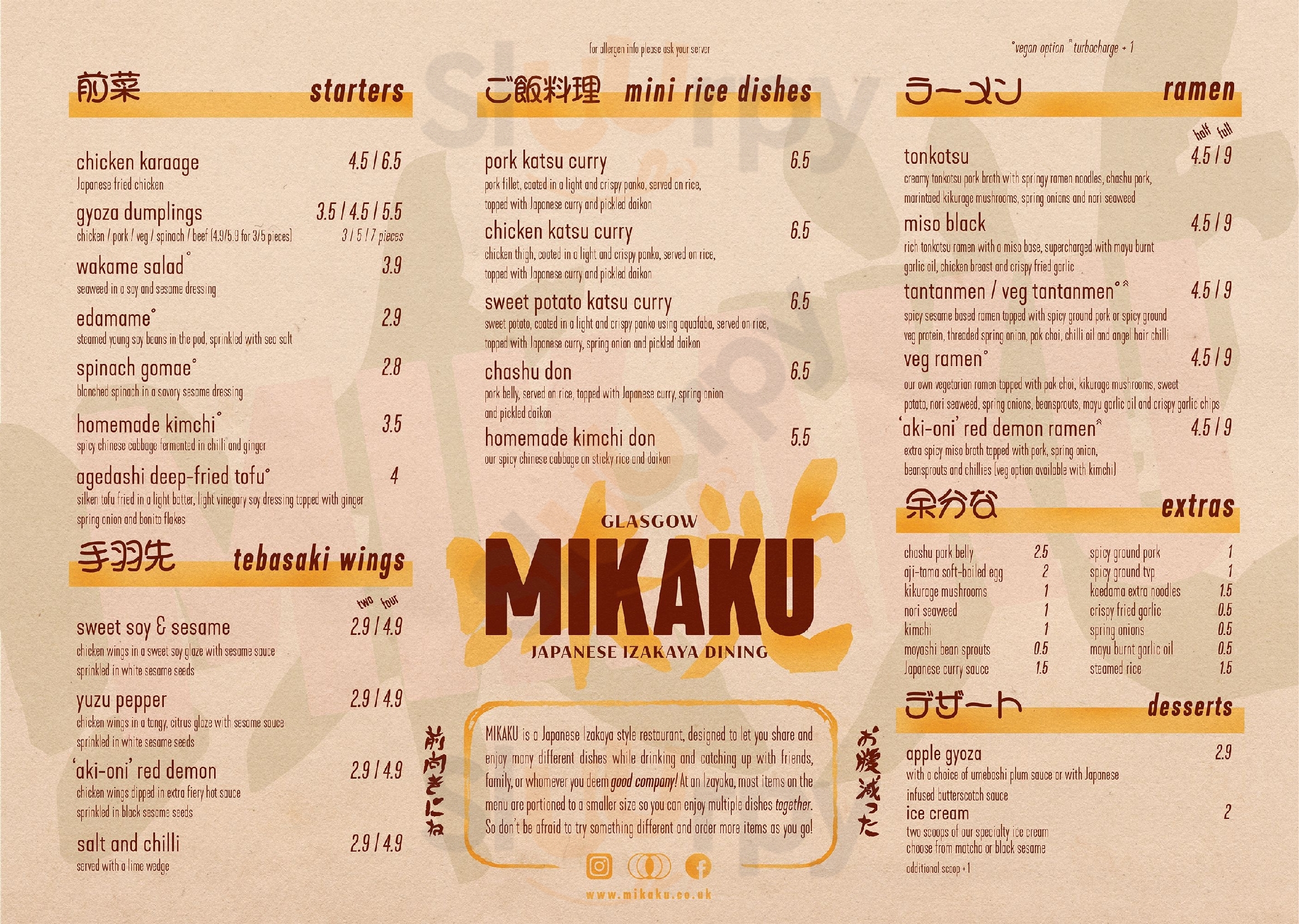 Mikaku Glasgow Menu - 1